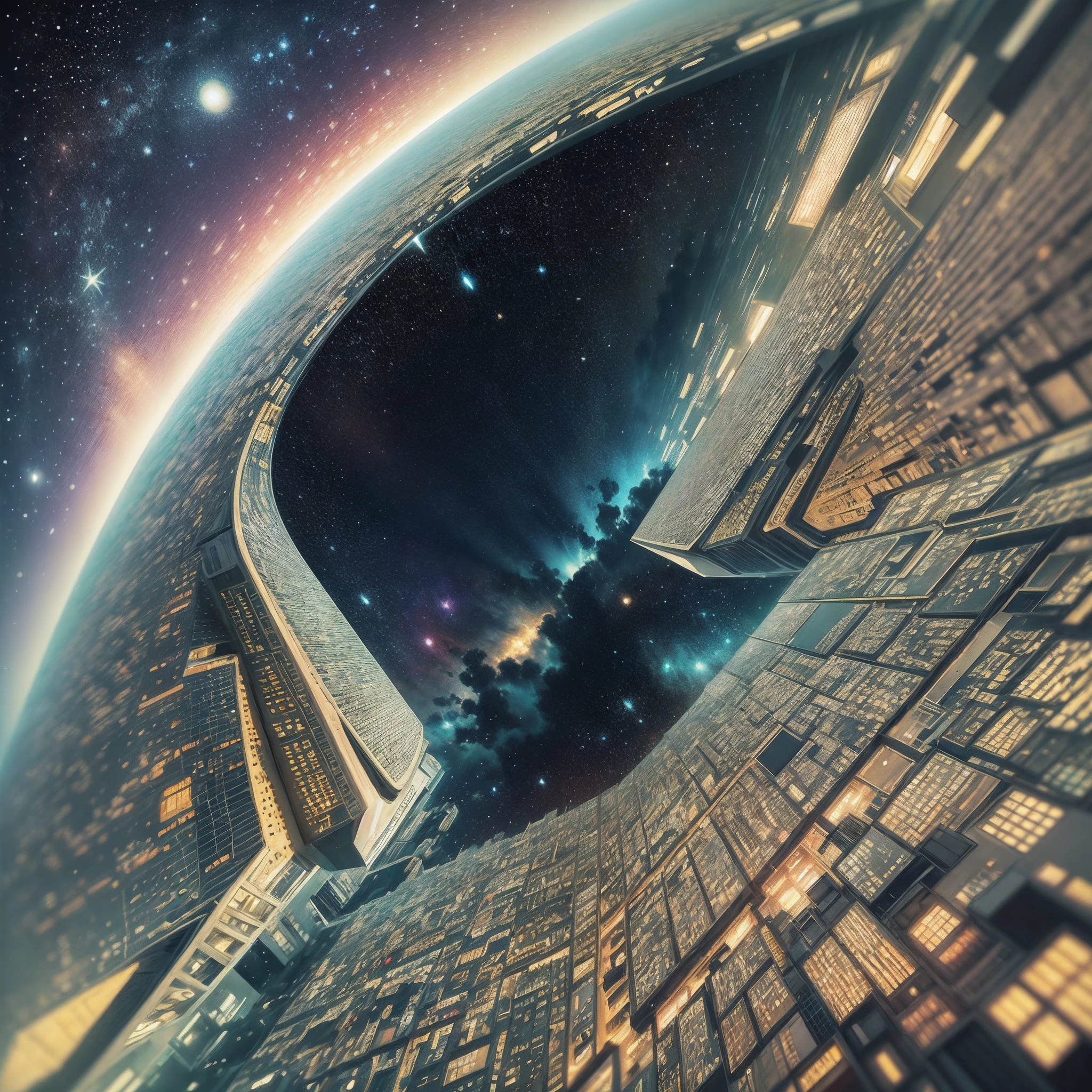 comic, Future cities, like the visual style of Van Gogh's starry sky --auto --s2