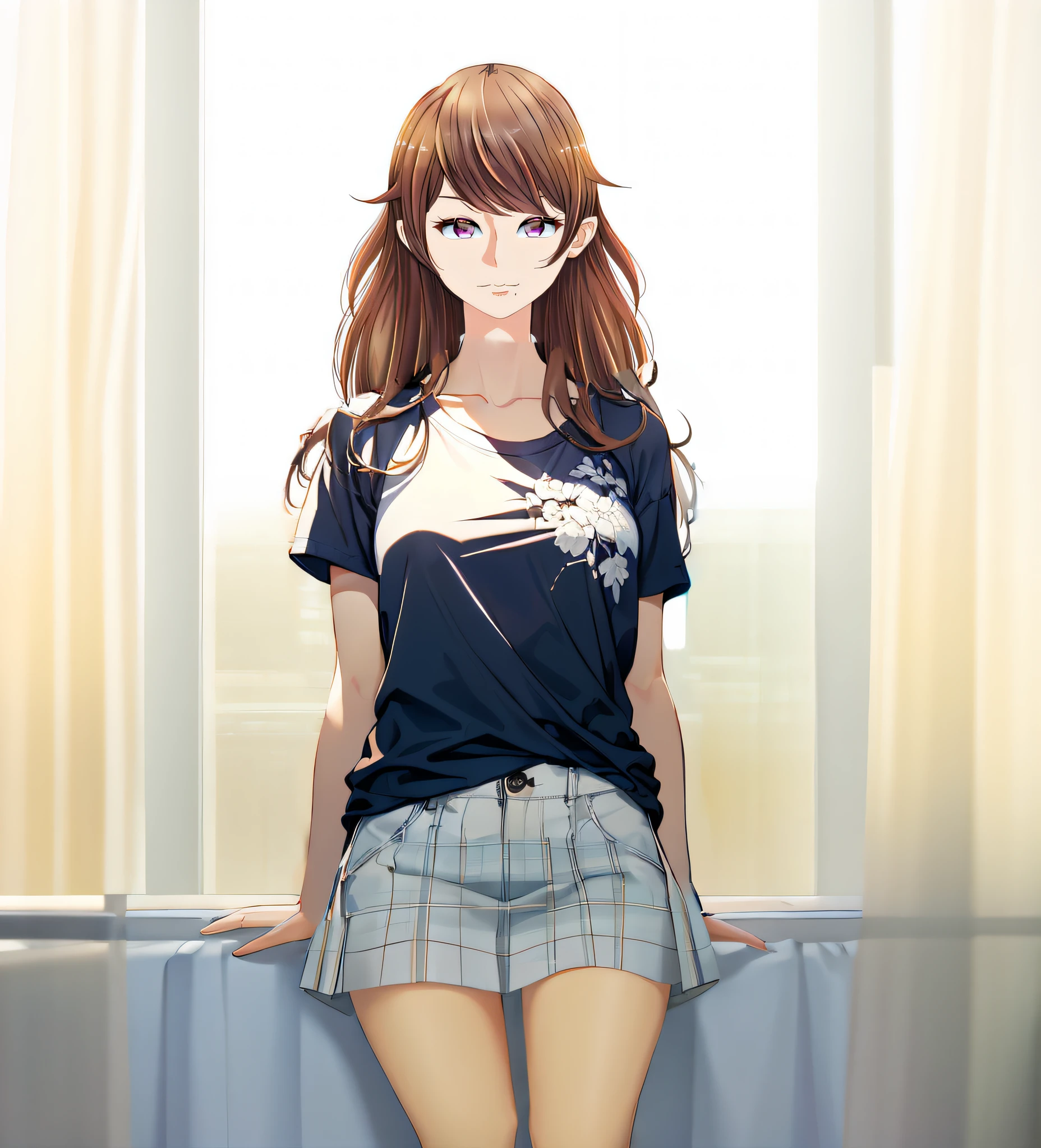 (((masterpiece))), (((best quality))), ((ultra-detailed)), (highly detailed CG illustration), ((an extremely delicate and beautiful)),((white plain t-shirt:1.5)), (plain t-shirt), (t-shirt), ((white clothes:1.3))