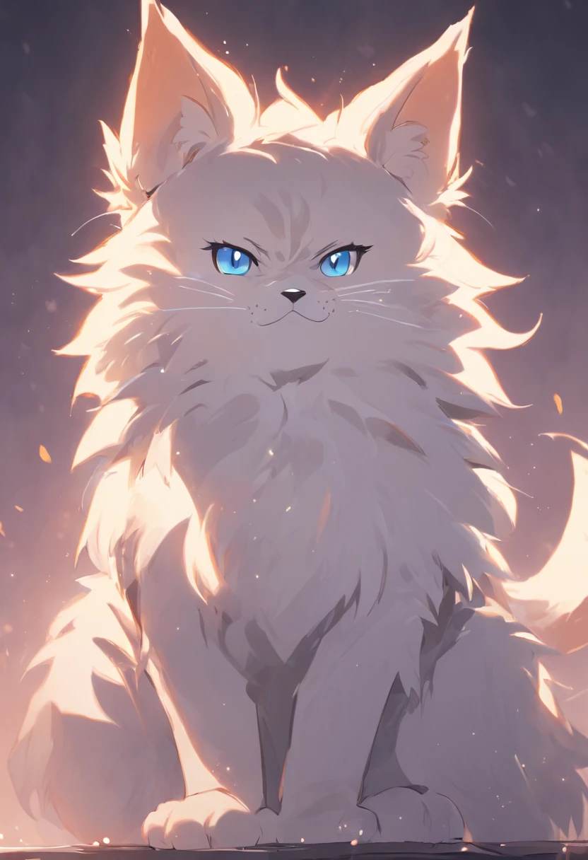 (8K, Best quality, Masterpiece:1.2),Masterpiece,High quality,abstract res,Digital painting\(artwork of a\), Yupa,Kiyosan,(anthro,Fluffy fur,Character focus:1.1),anthro male cat,Short hair, eyes with brightness, in a panoramic view, Character focus.(detailedbackground:0.7), 独奏, shaggy, shaggy male, malefocus, anthr,(Short head,Full Body Furry, Fluffy tail, Pure white fur, White ears,White,blue color eyes, White color hair:1.2), (long canines、Handheld telephoto lens、cloaks:1.2),Confident and happy expression,kawaii,Cute,Fancy,Fragile,Cool,Handsome. Look into the distance