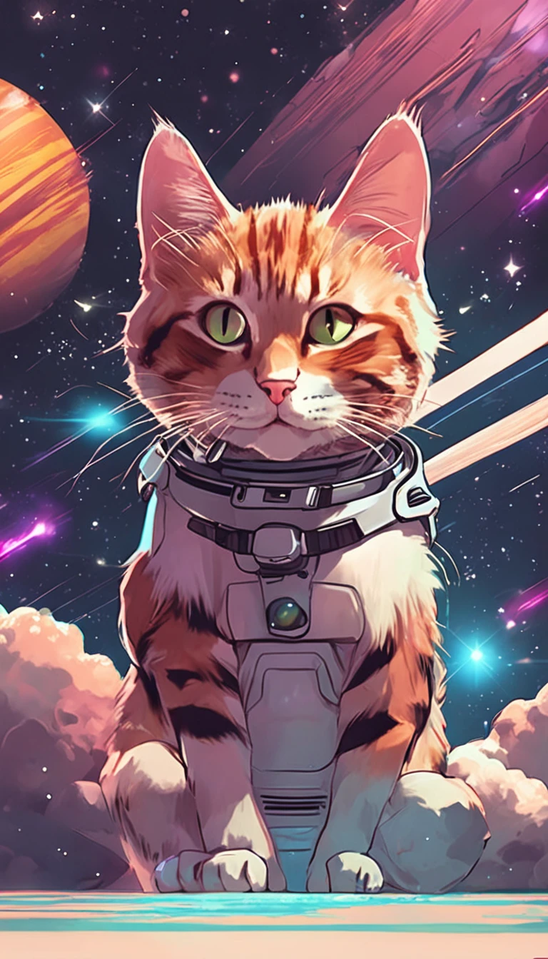 Cat in space in anime style