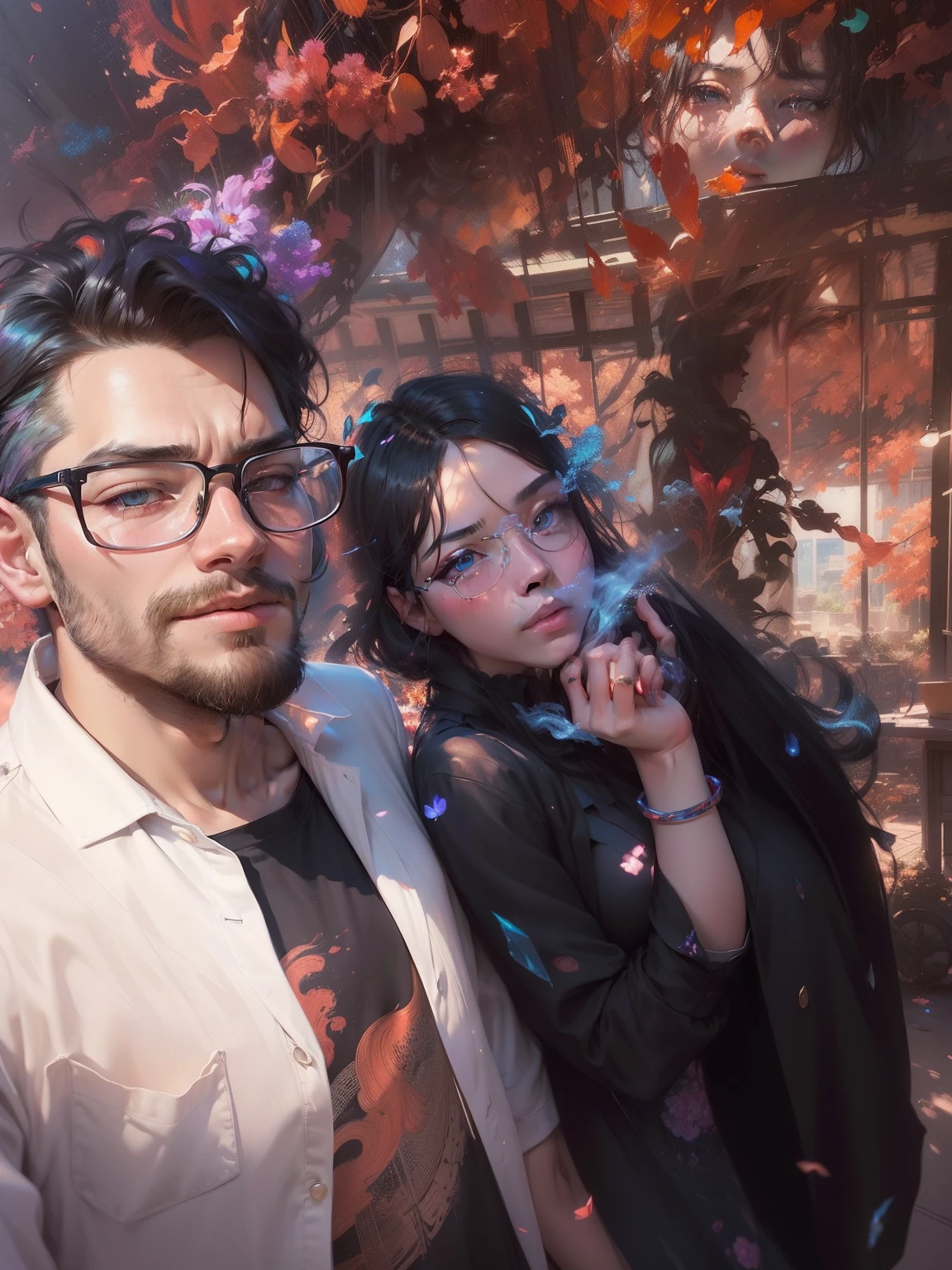 There is a man and woman that are standing together - SeaArt AI