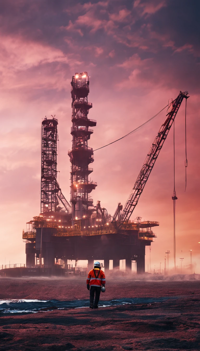 Football player on an oil rig