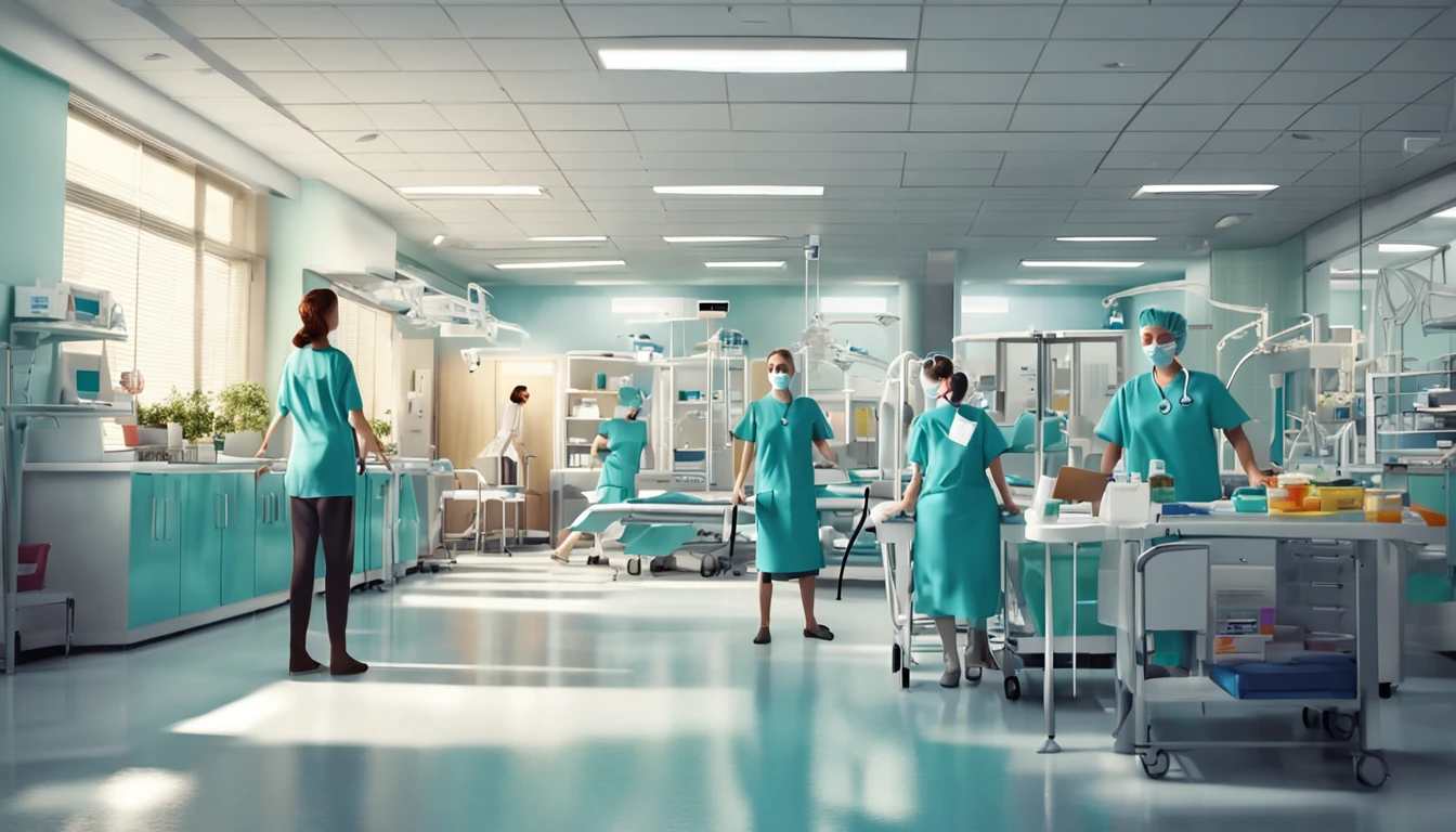 hospitals、doctor、Rehabilitation Staff、during daytime、nurse、Bright workplace、Serious people、Large facilities、a smile、supportive、faithful