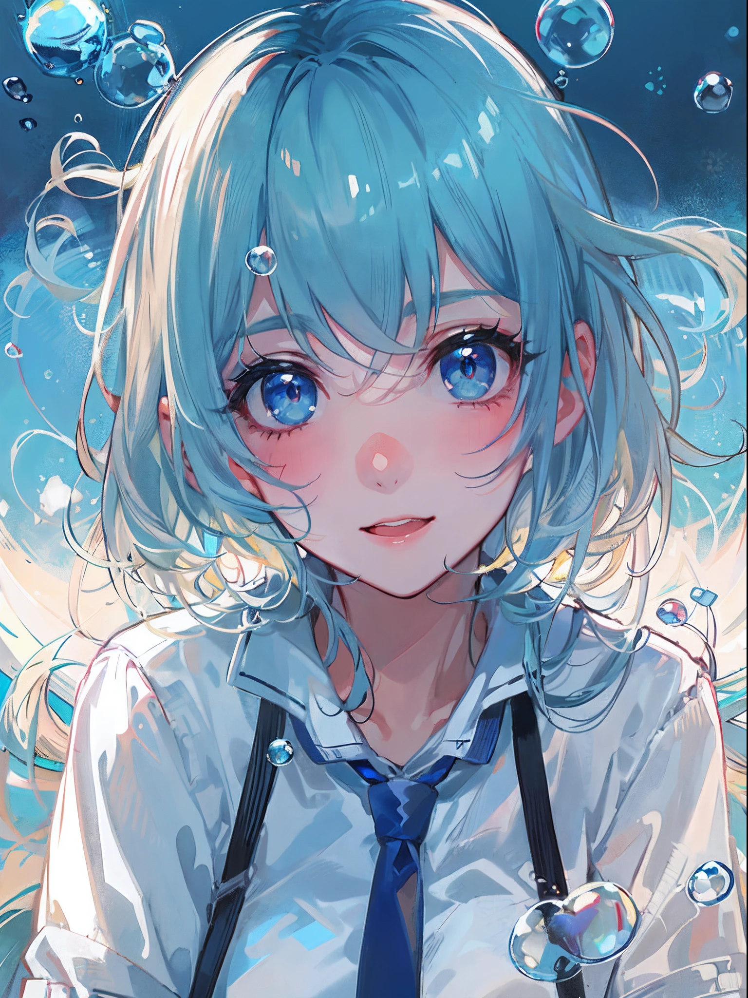 ((top-quality)), ((masterpiece)), ((ultra-detailliert)), (extremely delicate and beautiful), girl with, 独奏, cold attitude,((Black jacket)),She is very(relax)with the(Settled down)Looks,A dark-haired, depth of fields,evil smile,Bubble, under the water, Air bubble,bright light blue eyes,Inner color with light blue hair and dark blue tips,Cold background,Bob Hair - Linear Art, shortpants、knee high socks、White uniform like school uniform、Light blue ribbon ties、Clothes are sheer、Hands in pockets((top-quality)), ((masterpiece)), ((ultra-detailliert)), (extremely delicate and beautiful), girl with, 独奏, cold attitude,((Black jacket)),She is very(relax)with the(Settled down)Looks,A dark-haired, depth of fields,evil smile,Bubble, under the water, Air bubble,bright light blue eyes,Inner color with light blue hair and dark blue tips,Cold background,Bob Hair - Linear Art, shortpants、knee high socks、White uniform like school uniform、Light blue ribbon ties、Clothes are sheer、Hands in pockets((top-quality)), ((masterpiece)), ((ultra-detailliert)), (extremely delicate and beautiful), girl with, 独奏, cold attitude,((Black jacket)),She is very(relax)with the(Settled down)Looks,A dark-haired, depth of fields,evil smile,Bubble, under the water, Air bubble,bright light blue eyes,Inner color with light blue hair and dark blue tips,Cold background,Bob Hair - Linear Art, shortpants、knee high socks、White uniform like school uniform、Light blue ribbon ties、Clothes are sheer、Hands in pockets((top-quality)), ((masterpiece)), ((ultra-detailliert)), (extremely delicate and beautiful), girl with, 独奏, cold attitude,((Black jacket)),She is very(relax)with the(Settled down)Looks,A dark-haired, depth of fields,evil smile,Bubble, under the water, Air bubble,bright light blue eyes,Inner color with light blue hair and dark blue tips,Cold background,Bob Hair - Linear Art, shortpants、knee high socks、White uniform like school uniform、Light blue ribbon ties、Clothes are sheer、、chaina hair,Bun hair