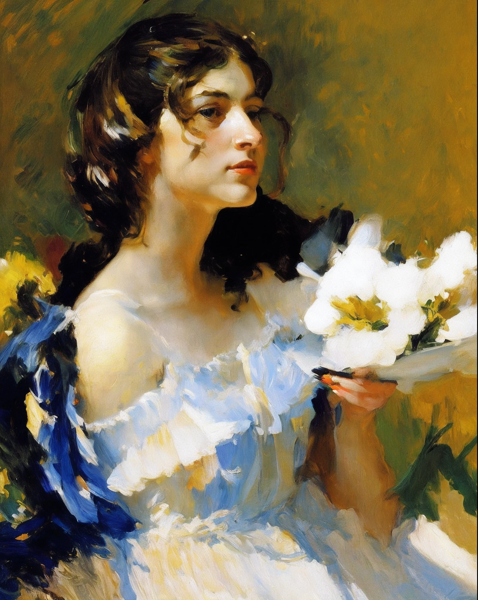 European and American women's painting art，Large strokes，Easy brushstrokes，Sargent art，textured