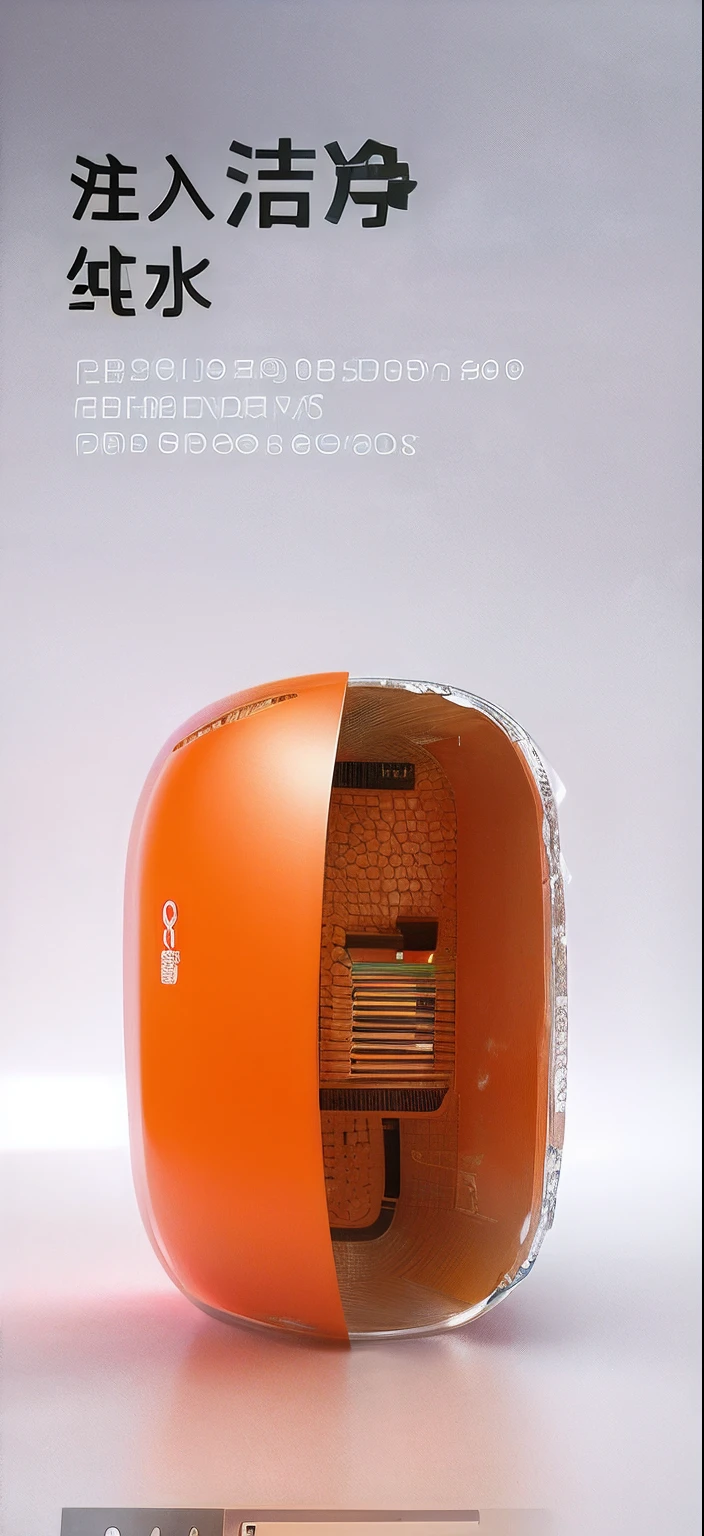 There is a picture of a magazine,There is a photo of a ship on it, sleek cool waterproof design, sleek waterproof design, Official product image, origin 100i, Wang Chen, Product photo, bottom - view, made of high tech materials, detailled image, product design shot, product introduction photos, author:Chass is silent, bottom angles,sense of science and technology,Vray rendering,Hyper-realistic rendering,High-tech of the future,Orange background,Extremely cool