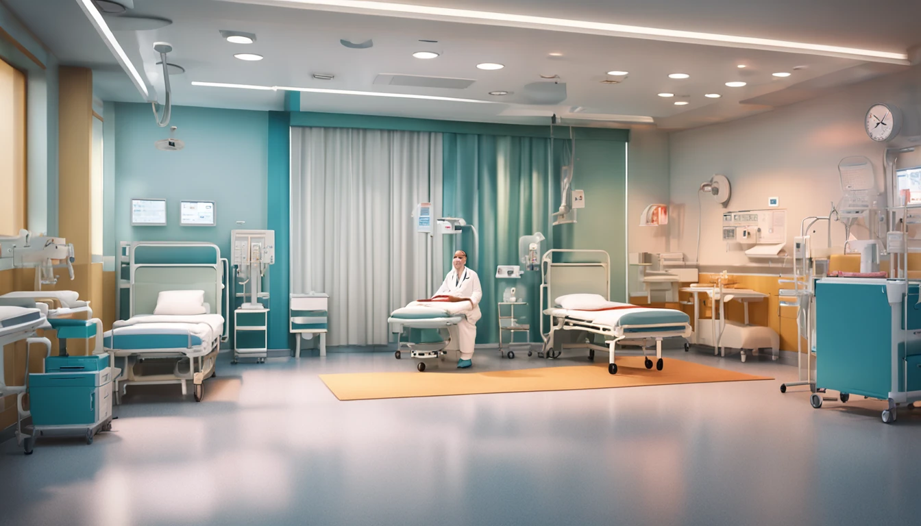 hospitals、doctor、Rehabilitation Staff、during daytime、nurse、Bright workplace、Serious people、a smile、supportive、faithful、Staff gather and chat、Ultra-realistic、Super Real、Frontline of welfare and medical care