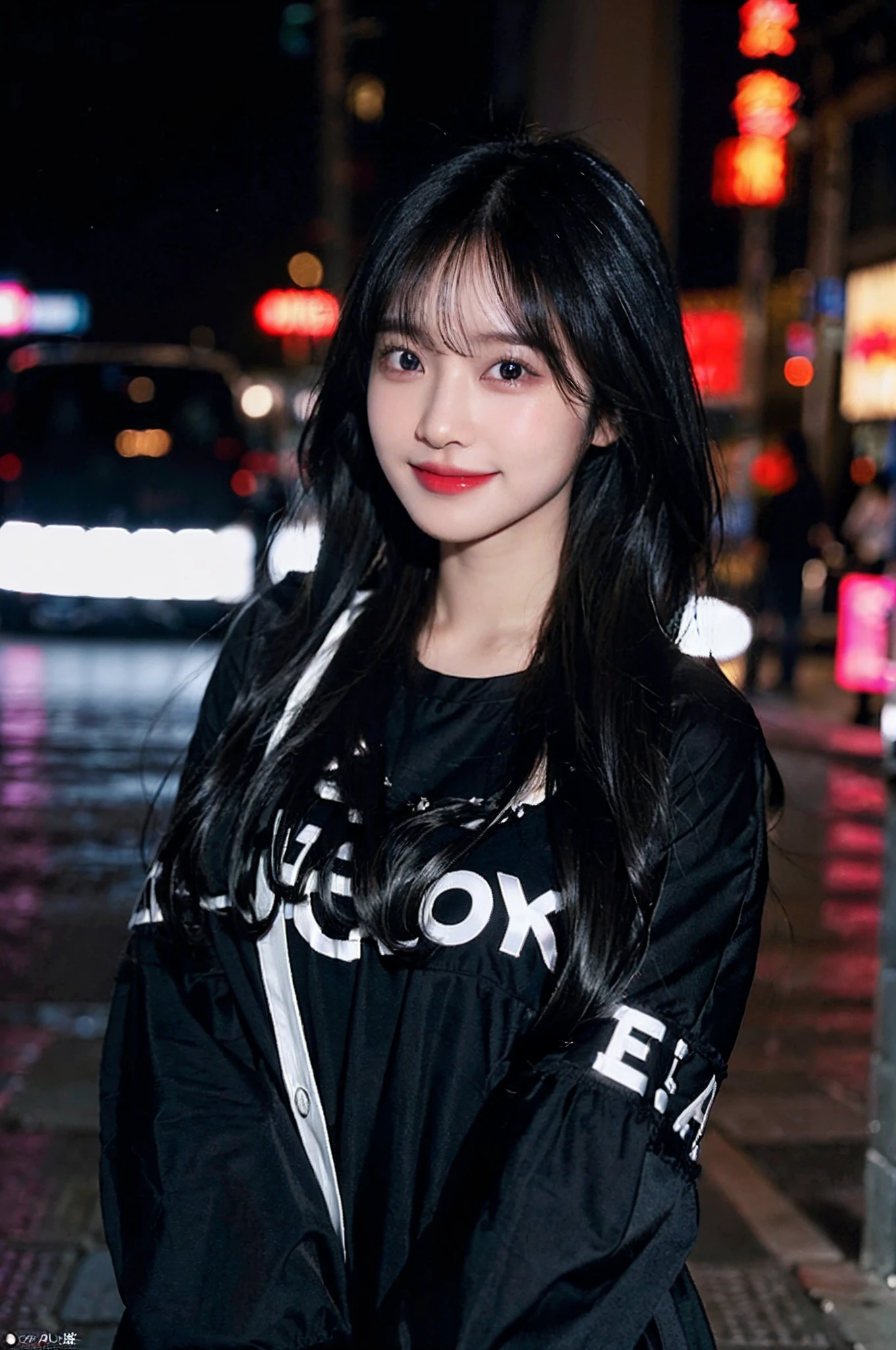 ((best quality)), ((masterpiece)), (detailed), 1girl, beautiful straight black long hair , beautiful smile ,sexy pose , standing position , rock jacket , top crop shirt , short pants , playing guitar , music studio background