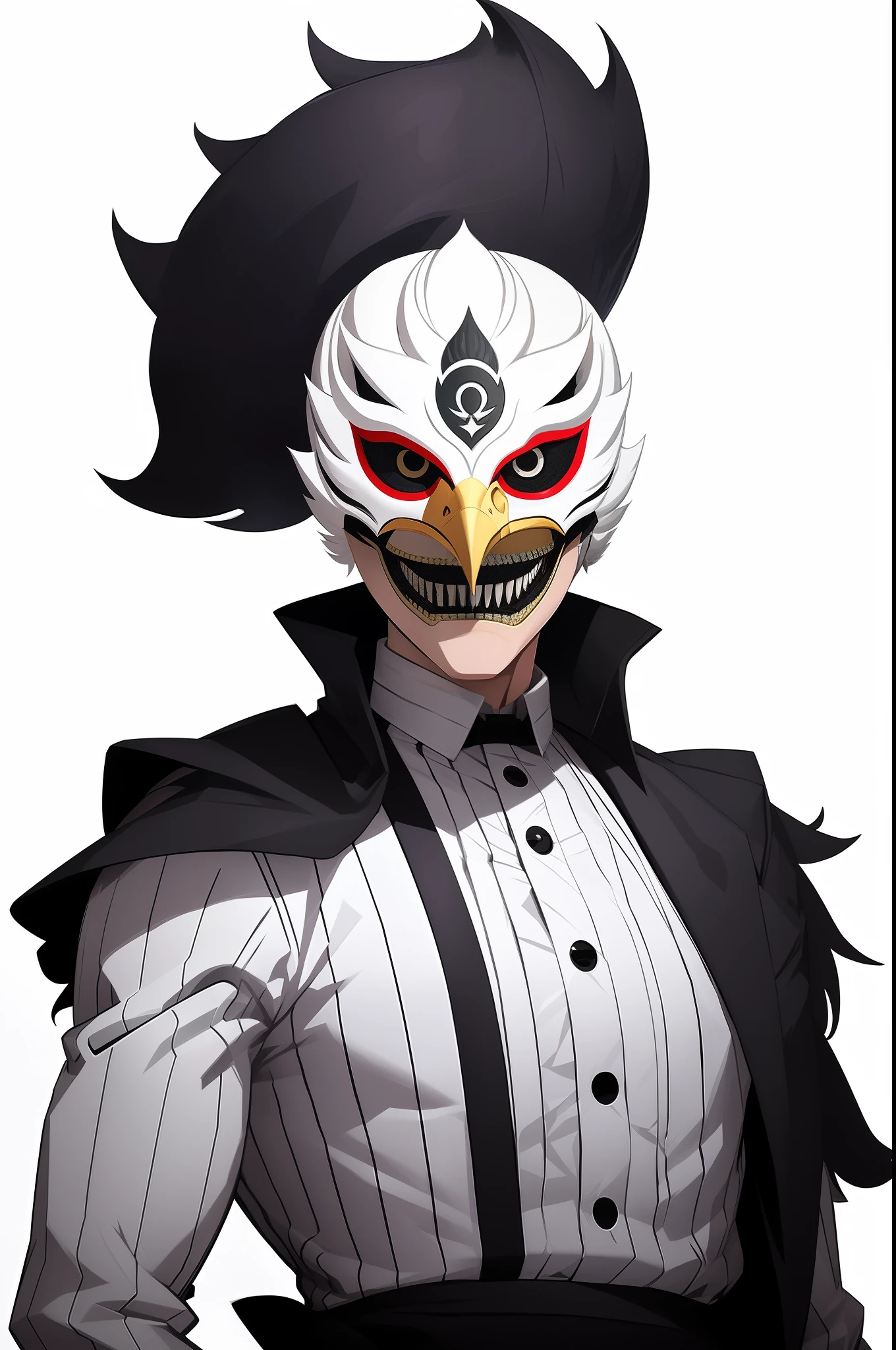 eagle mask, new bir mask , digital art from danganronpa, evil grin, kawacy, jazza and rossdraws, [[[[grinning evily]]]],