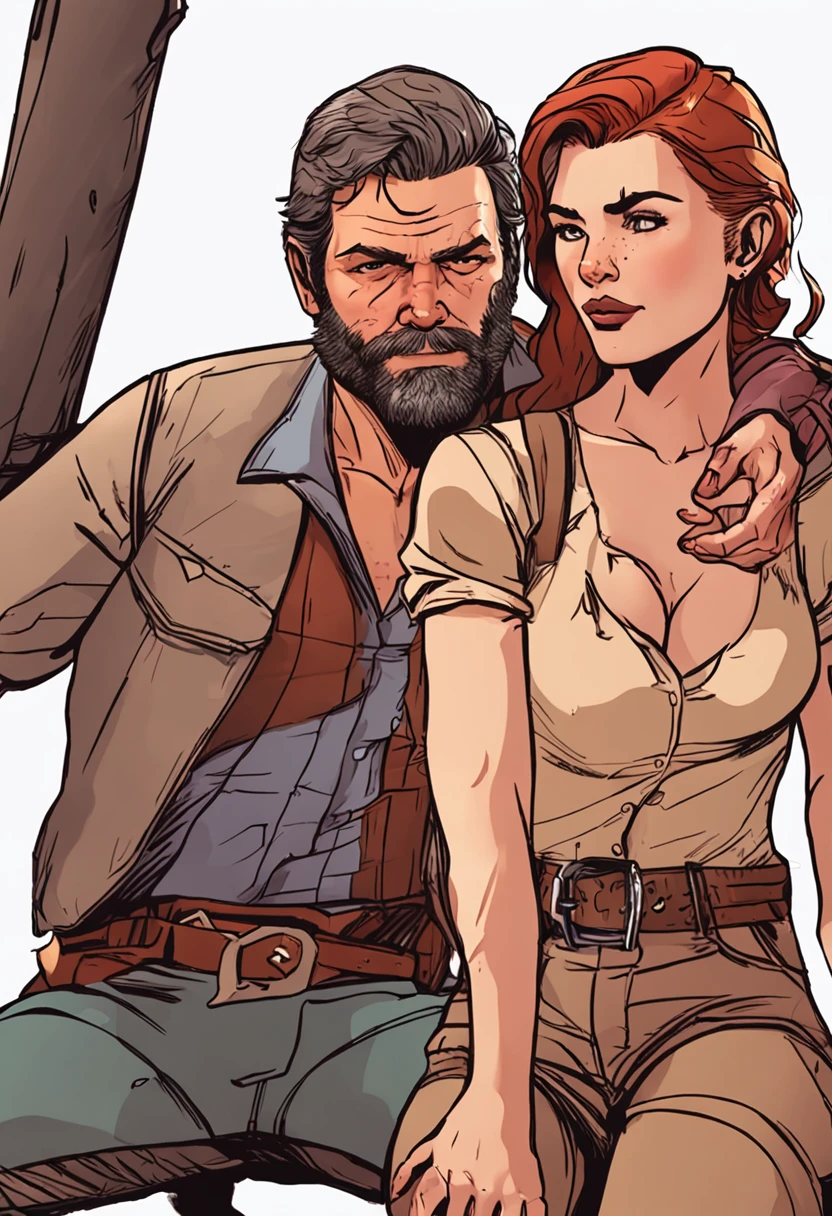 Arthur Morgan and mulher ruiva, couple, casal, sexo, hentai, nsfw, sexual position, (detalhes complexos), muito detalhado, rosto perfeito, Face in definition, dupla
