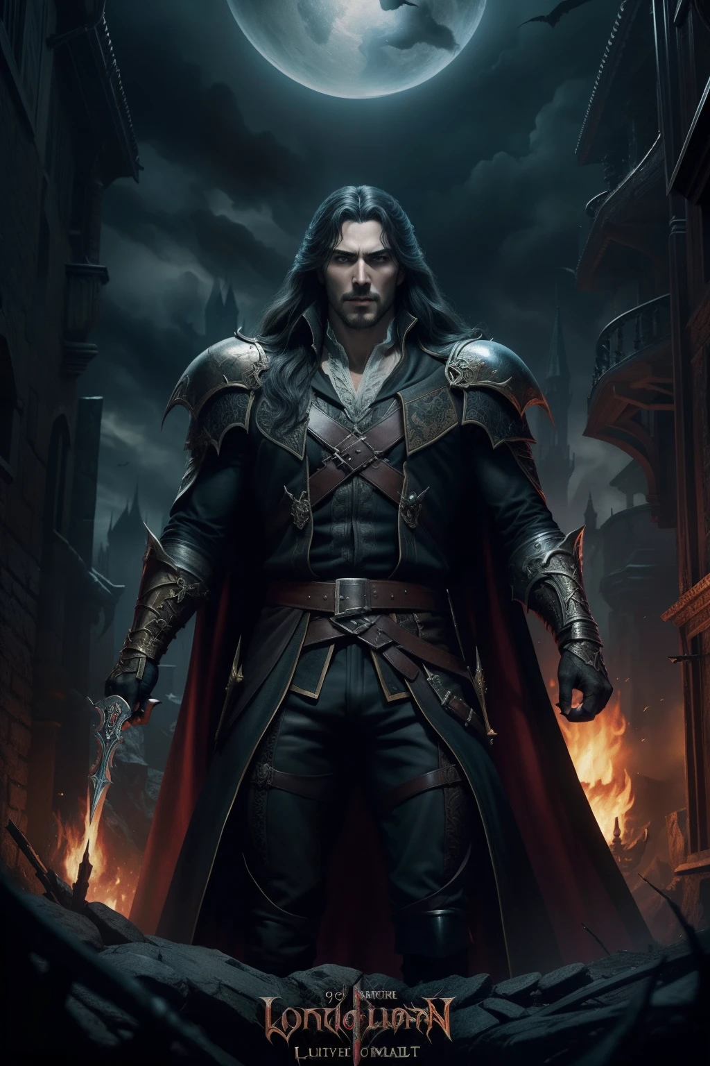 Castlevania Lord of the Shadows hyper realistic super detailed Dynamic poster advertising movie masterpiece hyper realistic
