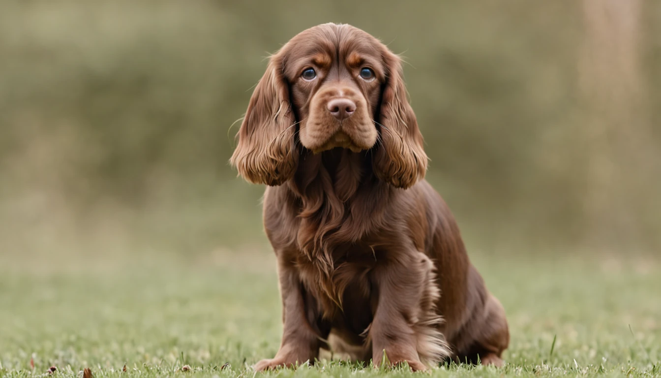 Sussex Spaniel, single body, Perfil, lado, preto