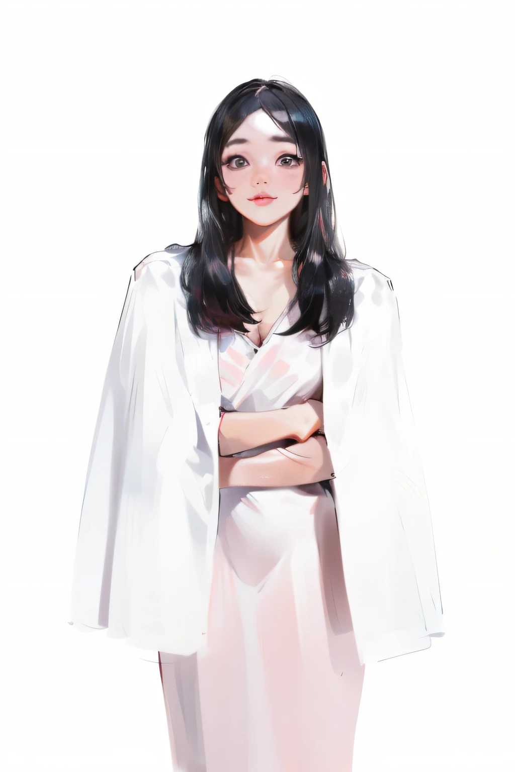 there is a woman in a white shirt posing for a picture, Young Asian woman, portrait of female korean idol, Young Asian girl, Young wan Asian face, Korean woman, with round face, Beautiful young Korean woman, Young Korean face, closeup cleavage,Korean girl,Beautuful Women,ssmile,Look to the lens,