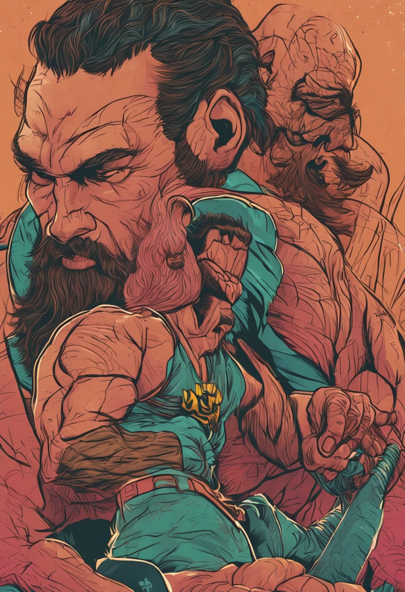 Desenhe conan o barbaro, estilo quadrinho, ele empunhando sua espada