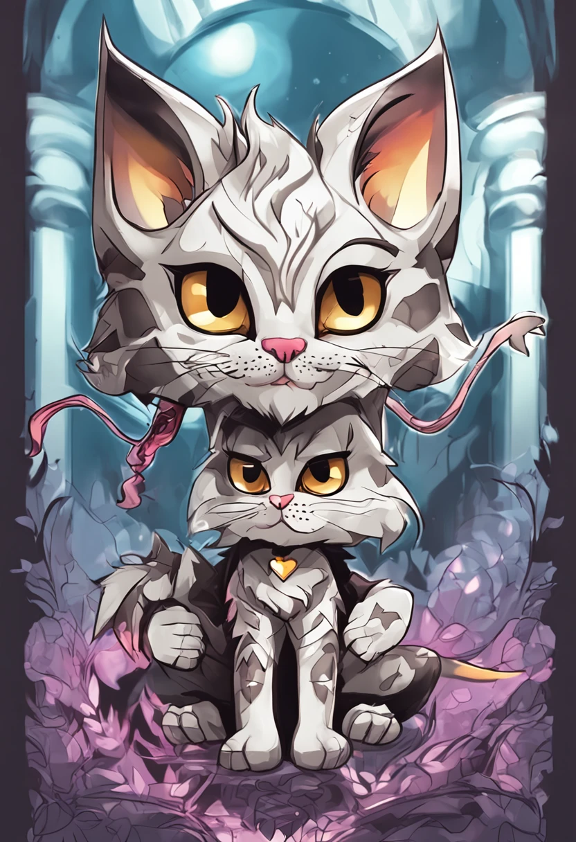 Create a full-bodied logo, Half-cat man in the shape of a neutral chibi, High-resolution color, White image background