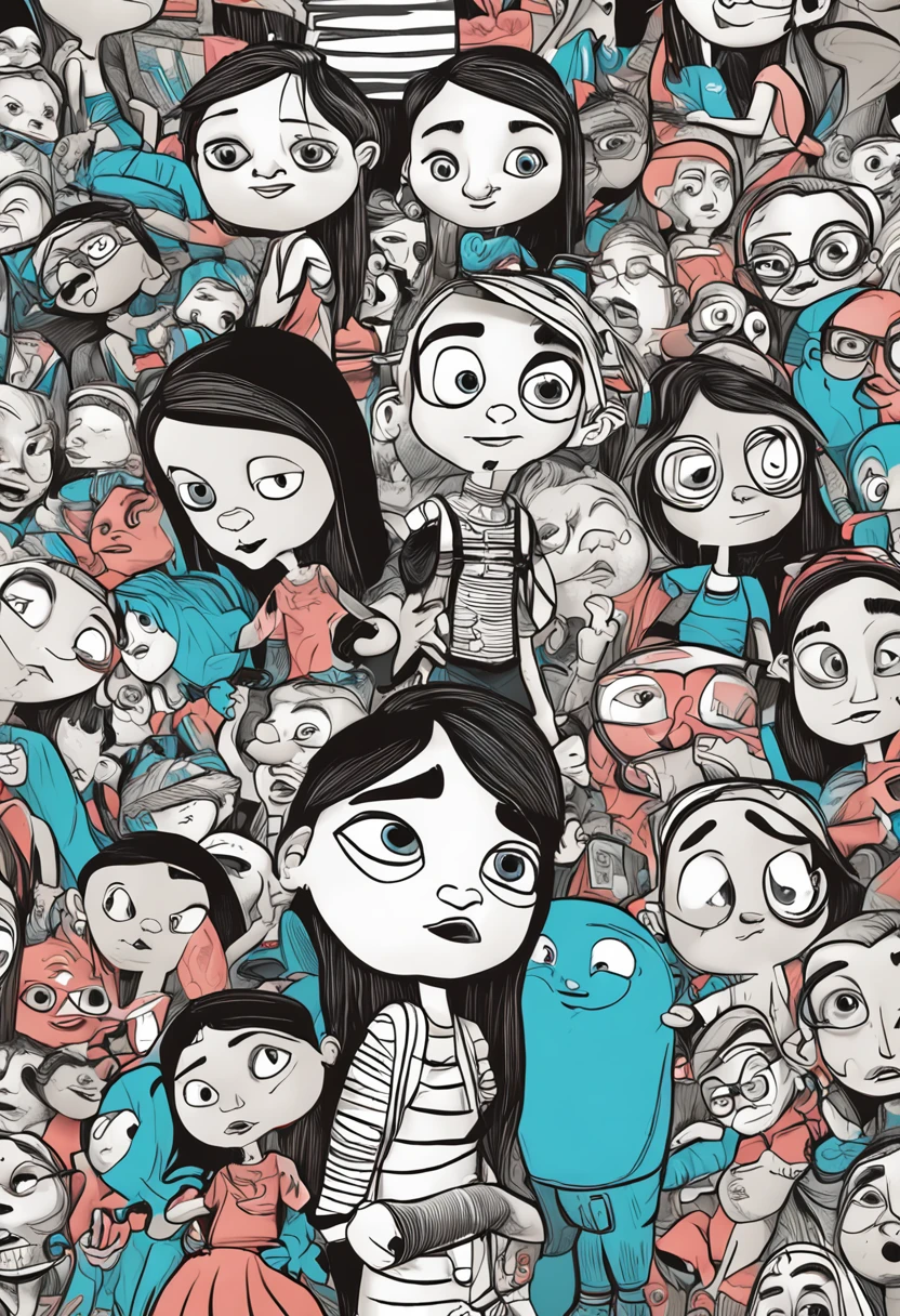 three children, Uma menina negra, Fofa, dois meninos branco, olhos azuis, No centro, fundo branco, barnet, Tom, Estilo Pixar, ......3d, desenhos animados, rosto detalhado,Disney, asymmetrical 16k
