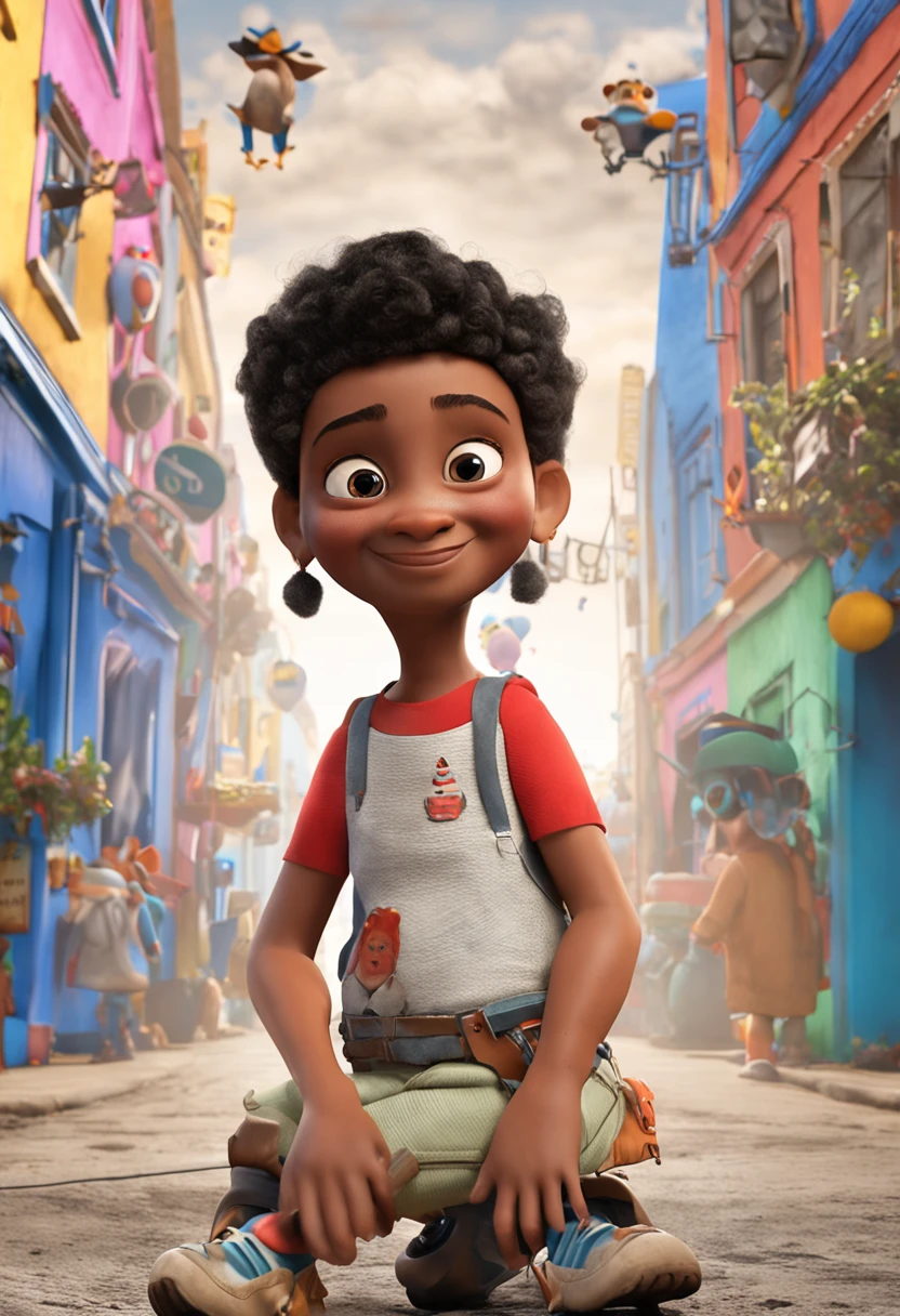 three children, Uma menina negra, Fofa, dois meninos branco, olhos azuis, No centro, fundo branco, barnet, Tom, Estilo Pixar, ......3d, desenhos animados, rosto detalhado,Disney, asymmetrical 16k