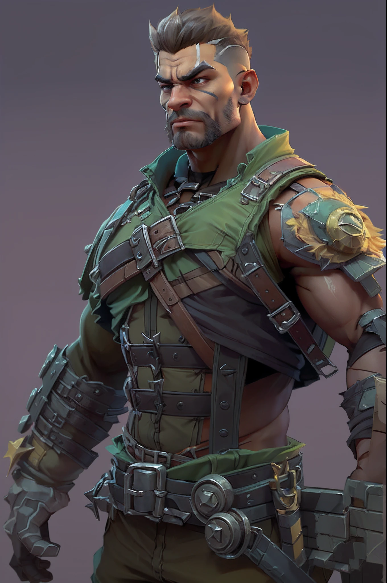 tmasterpiece,best qualtiy:1.4,Solo,1 Man with a bazooka,Solo,full bodyesbian,short detailed hair,detailed handsome face,musculature,Cartoon character style,full body concept art,concept art style,hyper-detailed fantasy character,8K,Character pose,high definition detail,3 d model,toon rendering,simple backgound