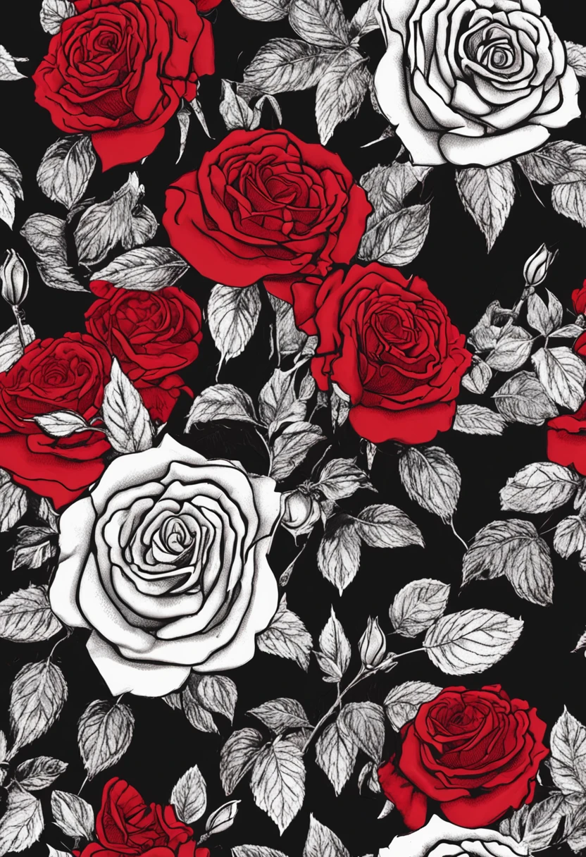 um close up de uma pintura de rosas em um fundo preto, rosas explodindo, she is the queen of black roses, Rosses, ✏️🎨, Roses, vibe de flores vermelhas celestiais, rosas vermelhas, flores escuras, escuro e intrincado, flores detalhadas, rosas neon vermelhas, Ultra - realista e intrincado, 8 k altamente detalhado ❤🔥 🔥 💀 🤖 🚀