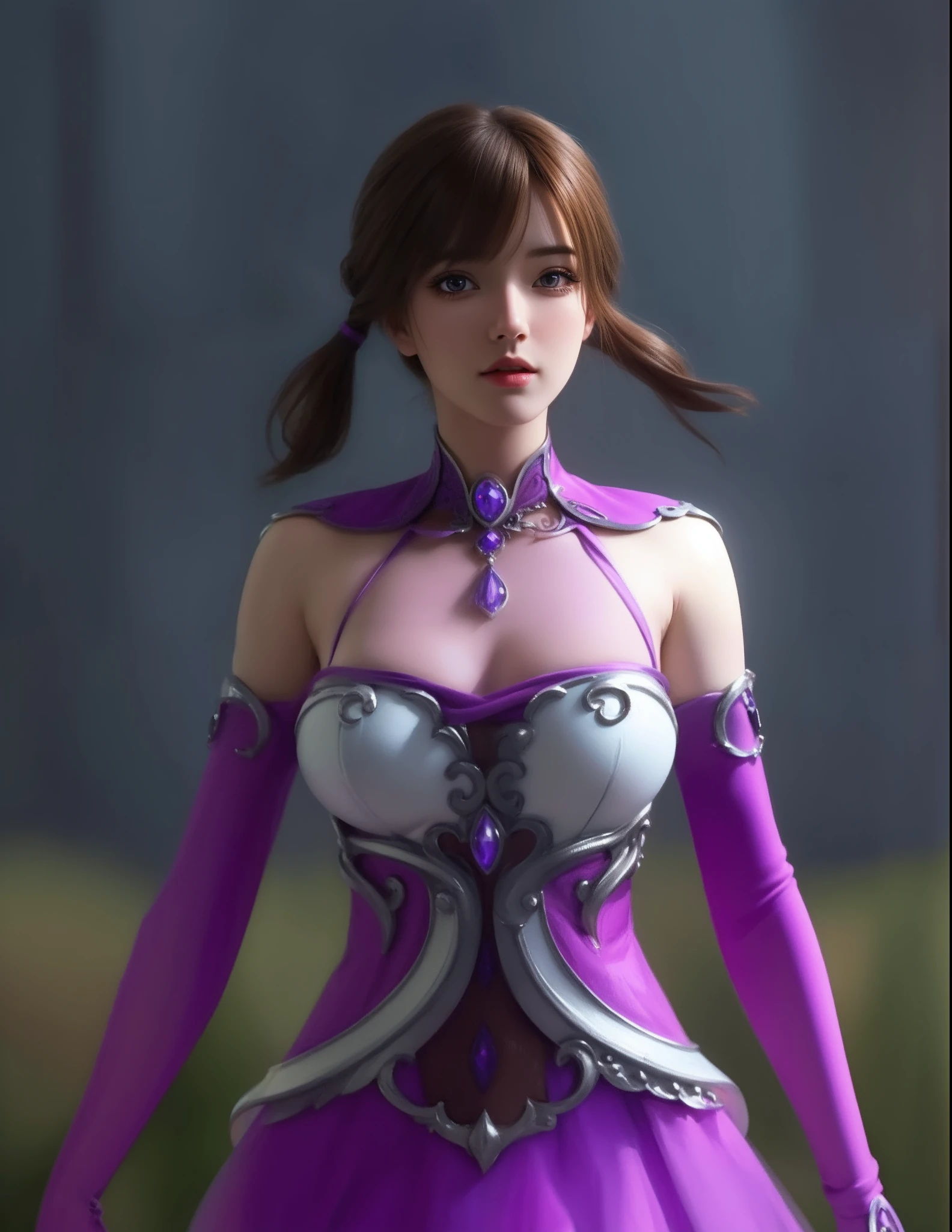 (hyperrealistic), (illustration), (high resolution), (8K), (extremely detailed), (best illustration), (beautiful detailed eyes), (best quality), (ultra-detailed), (masterpiece), (wallpaper), (photorealistic), (natural light), (rim lighting), (detailed face), (high detailed realistic skin texture), (anatomically correct), (solo), (1 girl), (high detailed realistic hair), (caramel hair:1.2), (heterochromic eyes), (detailed purple eyes), (small moles under the eyes), (realistic big breasts:1.5), (exposed nipple breasts:1.3), (long legs), (slender abs), (dynamic pose), (closed mouth:1.3), nsfw,