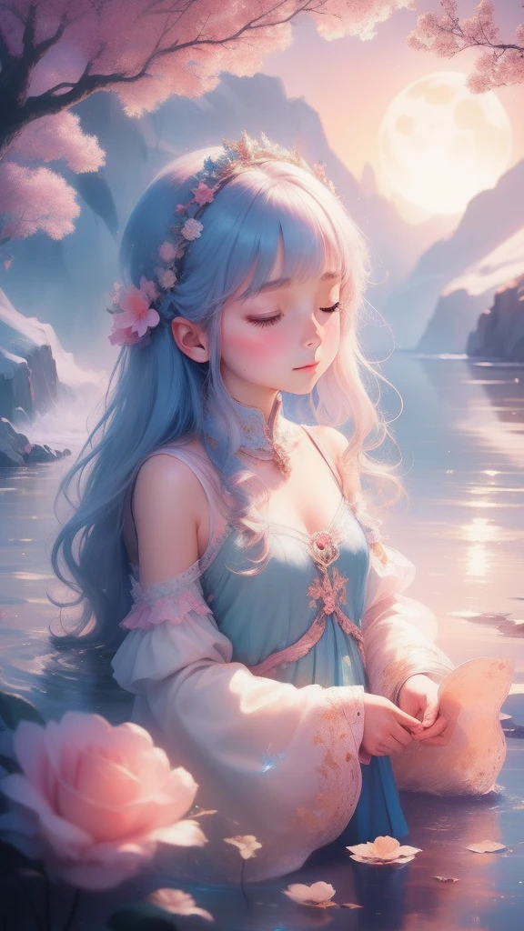 Once upon a moonlit night, in a land of dreams, there lived a little girl named Lily. Every night, as she closed her eyes, her imagination soared. In her dreams, she could fly among fluffy clouds and swim with mermaids in sparkling seas,Bright colors