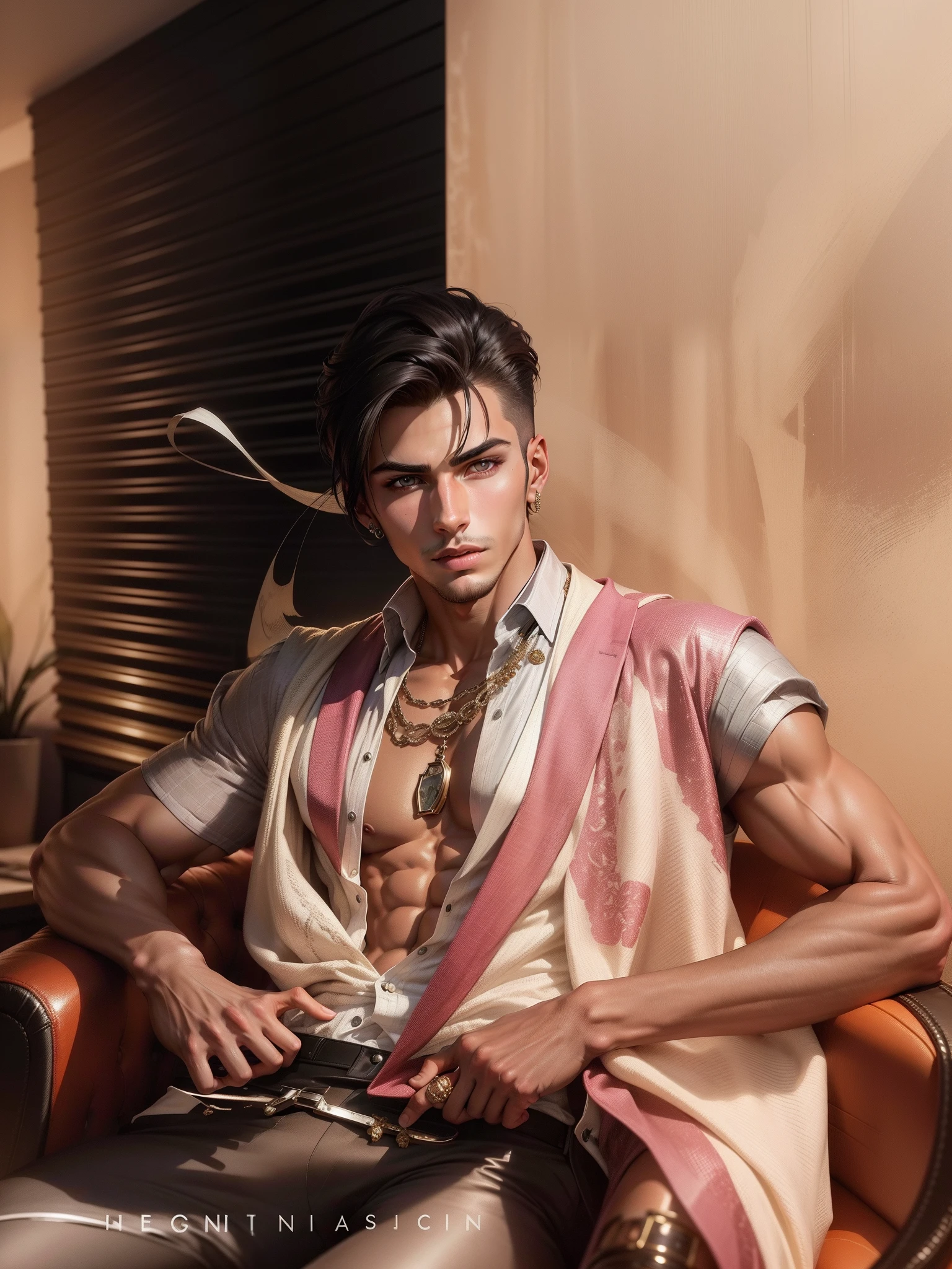 Young handsome man lying on a canopy bed, (super high quality), (masterpiece), hyper-realistic, highly-detailed, 5D, volumetric lighting, Filmic, YPbPr, Visual Perception, Post-Production: clean-shaven:2