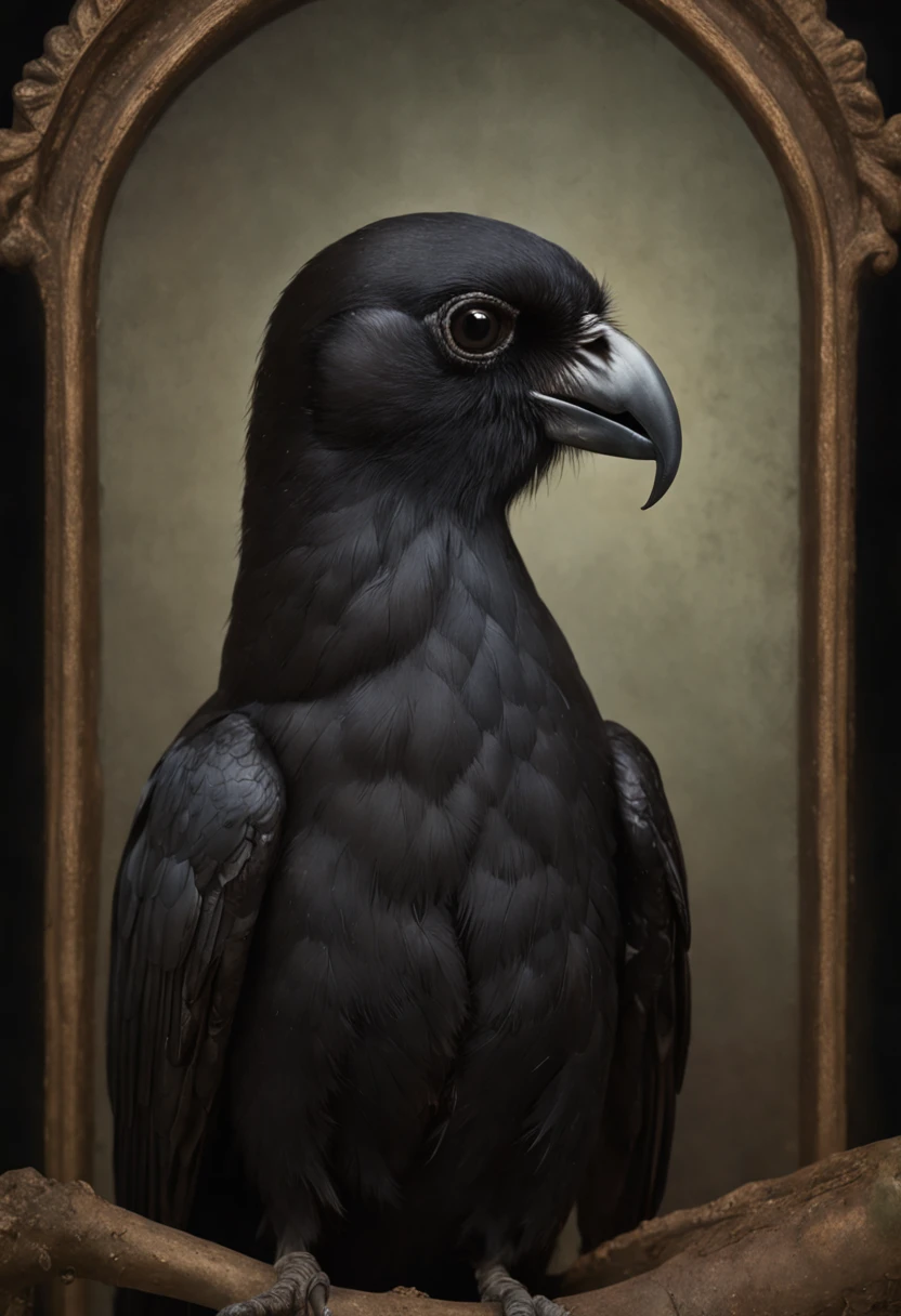 Painting of a black bird sitting in a vase with flowers and a skull, crows as a symbol of death, arte escura altamente detalhada, detailed 3d gothic oil painting, gothic art, arte negra barroca, esao andrews : : ornado, gothic art style, Gothic painting, Arte Estilo Tom Bagshaw, gothic aesthetic, arte macabra, Directed by: Galen Dara
