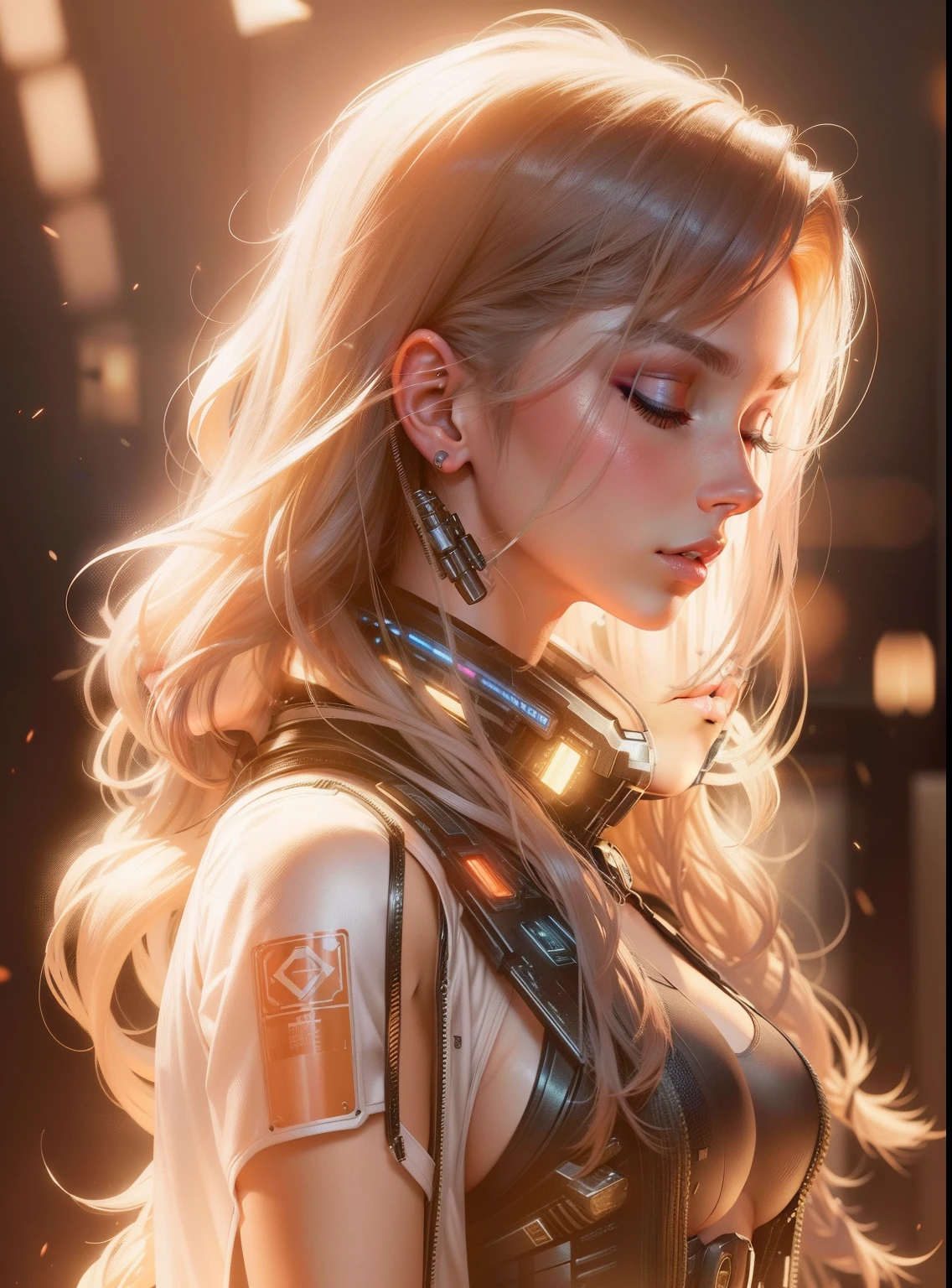 Change Background , Cyberpunk , cybergirl , beautiful girl , detail body , Closed eyes , Ultra HD  , 8K , Realistic