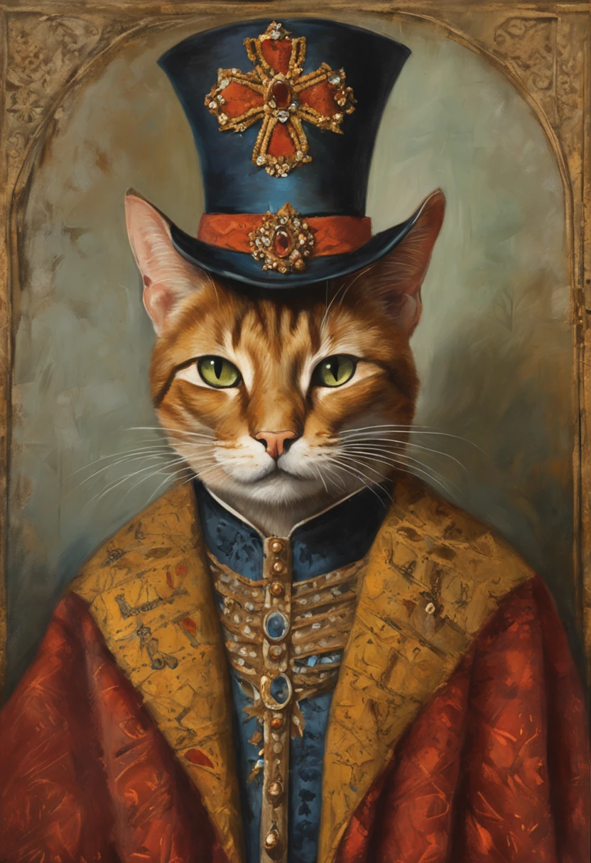 Gato de araffe vestindo uma coroa e um manto de rei, gato com roupas nobres, Retrato real, retrato de um velho rei medieval, retrato do velho rei medieval, retrato de um rei, gato elegante, Velho Rei Medieval, anthropomorphic cat, anthropomorphic cat, raw style, cinemactic