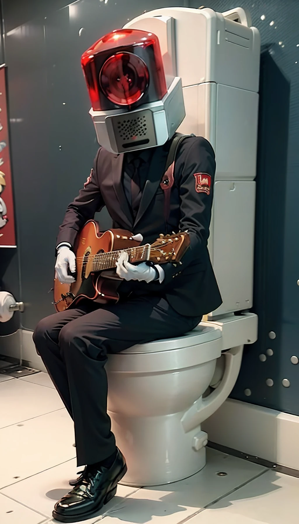 Персонаж Super Mario cameraotoko, red cap, plays the guitar, In the toilet