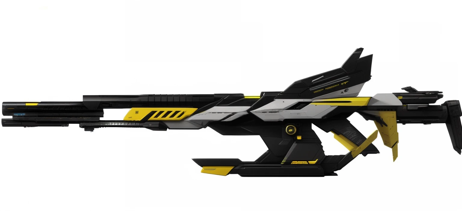 Toy gun with yellow and black handle Protruding keel-mounted railgun, gauss rifle, energy rifle, sleek interceptor profile, laser rifles, futuristic assault rifle, Vulkagen machine gun, futuristic weapon shotgun, laser rifles