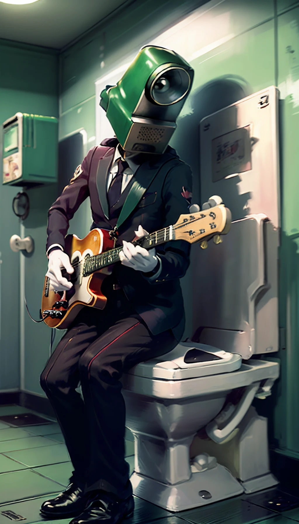 Персонаж Luigi cameraotoko, Little Green Riding Hood, plays the guitar, In the toilet