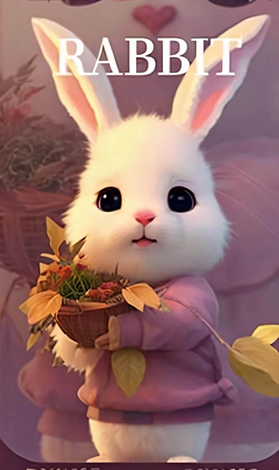 Close-up of a rabbit holding a basket of flowers, cute anthropomorphic bunny, lovely digital painting, adorable digital art, Cute detailed digital art, Rabbit_Bunny, cute animal, anthropomorphic rabbit, ultrarealistic sweet bunny girl, cute cute, 🍂 Cute, edgBunny_Character, cute forest creature, Bunny Girl, Character design for Mark Raden and Pixar and Hayao Miyazaki
