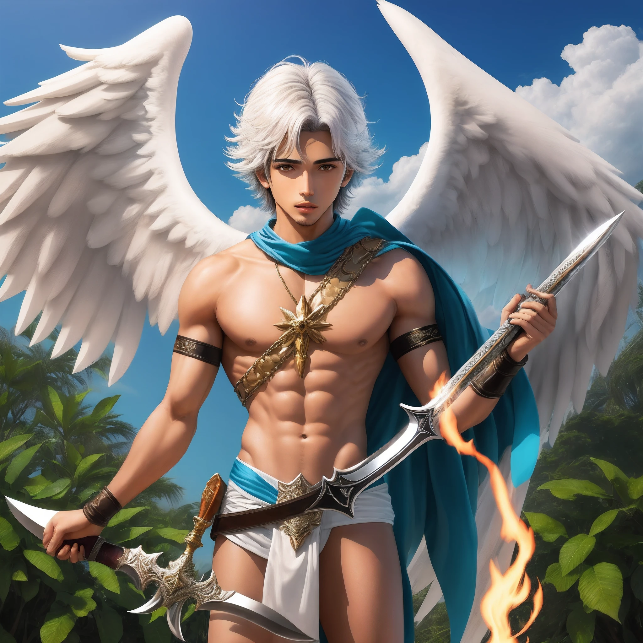Anjo gabriel com espada flamejante