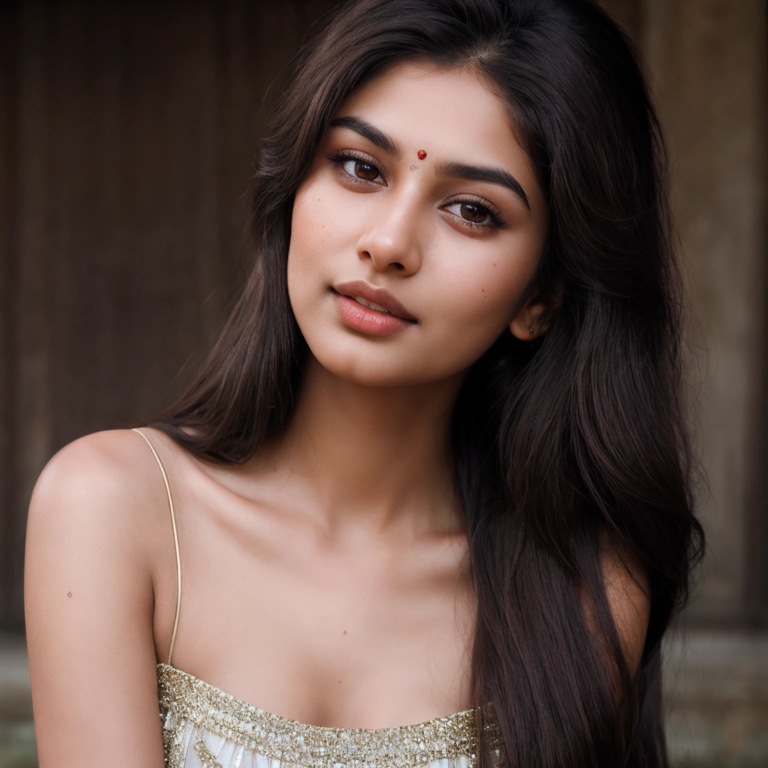 Beautiful ,23 years young girl,confident looking,8k,realistic,dark brown hair,fair skin, indian,long hair,clear facial features