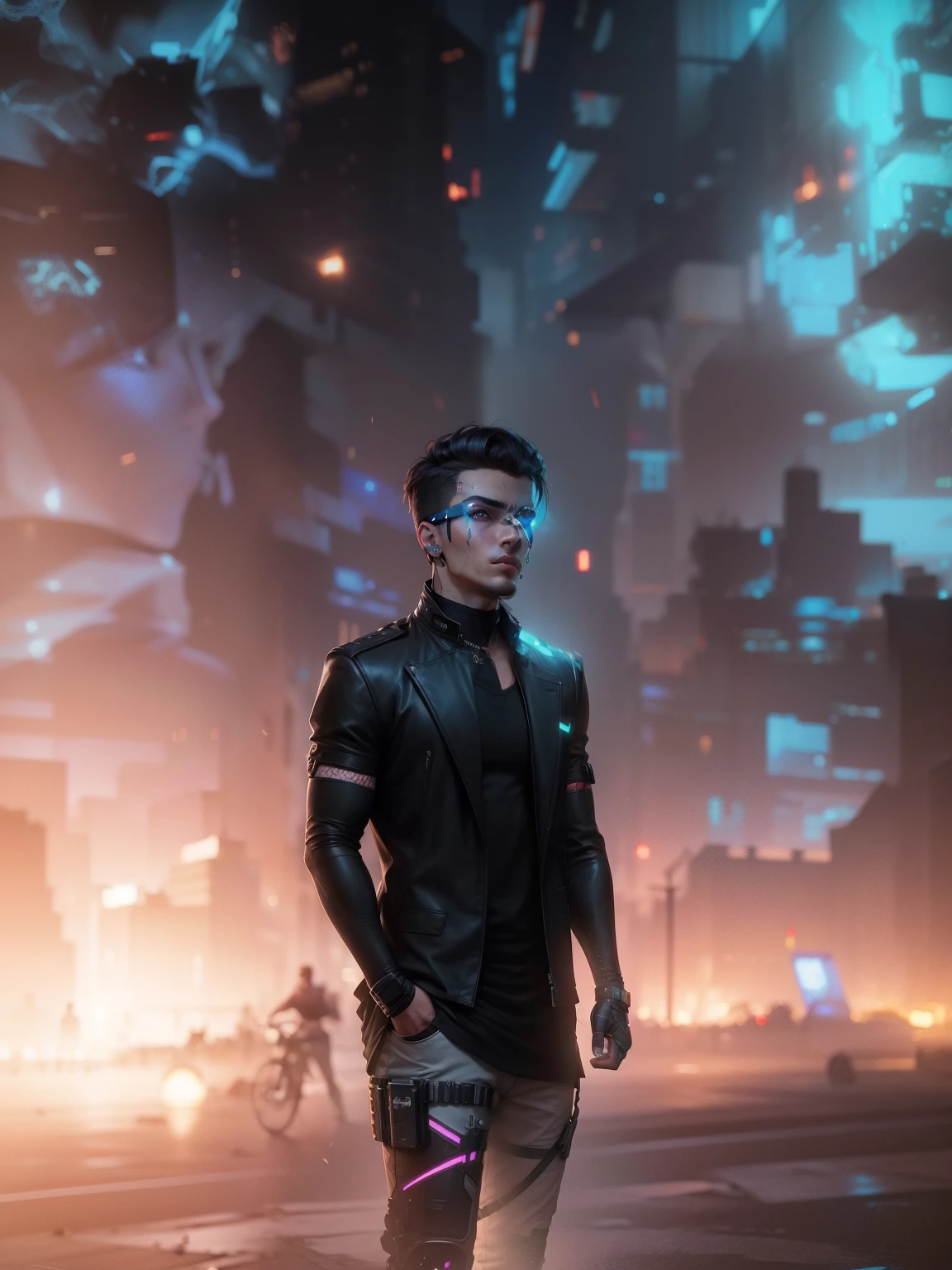 Change background cyberpunk handsome boy, realistic face, 8k,Ultra realistic