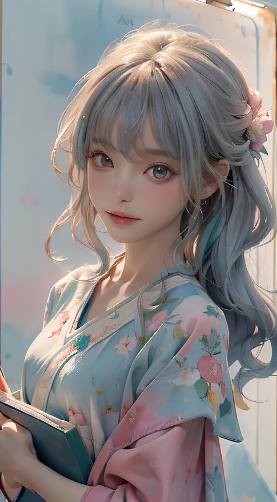 Books, In watercolors, small, Cartoon, 3D exquisite, Cute, Full body image,In watercolors, aquarelle, 4K 分辨率, White background, Pastel colors