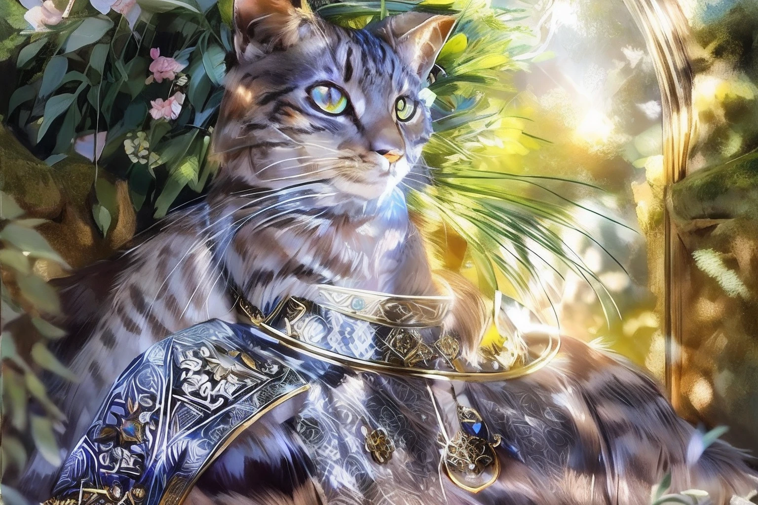 gato de araffe vestindo uma coroa e um manto azul, Majestade em roupas nobres, Retrato real, retrato de um velho rei medieval, retrato do velho rei medieval, retrato de um rei, gato elegante, O Cavaleiro da Armadura do Gato Dourado, Velho Rei Medieval, anthropomorphic cat, Cheque blindado, beautiful animal pearl queen, Retrato imperial, anthropomorphic female cat
