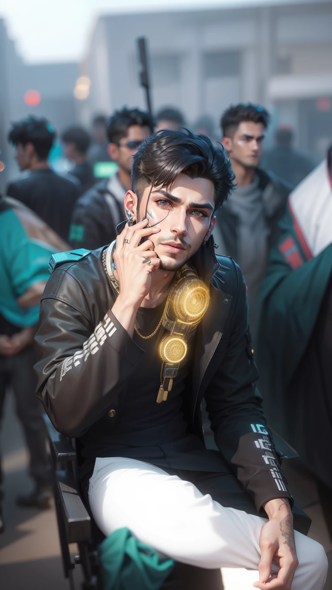 Chenge background cyberpunk handsome boy realistic face 8k ultra hd realistic