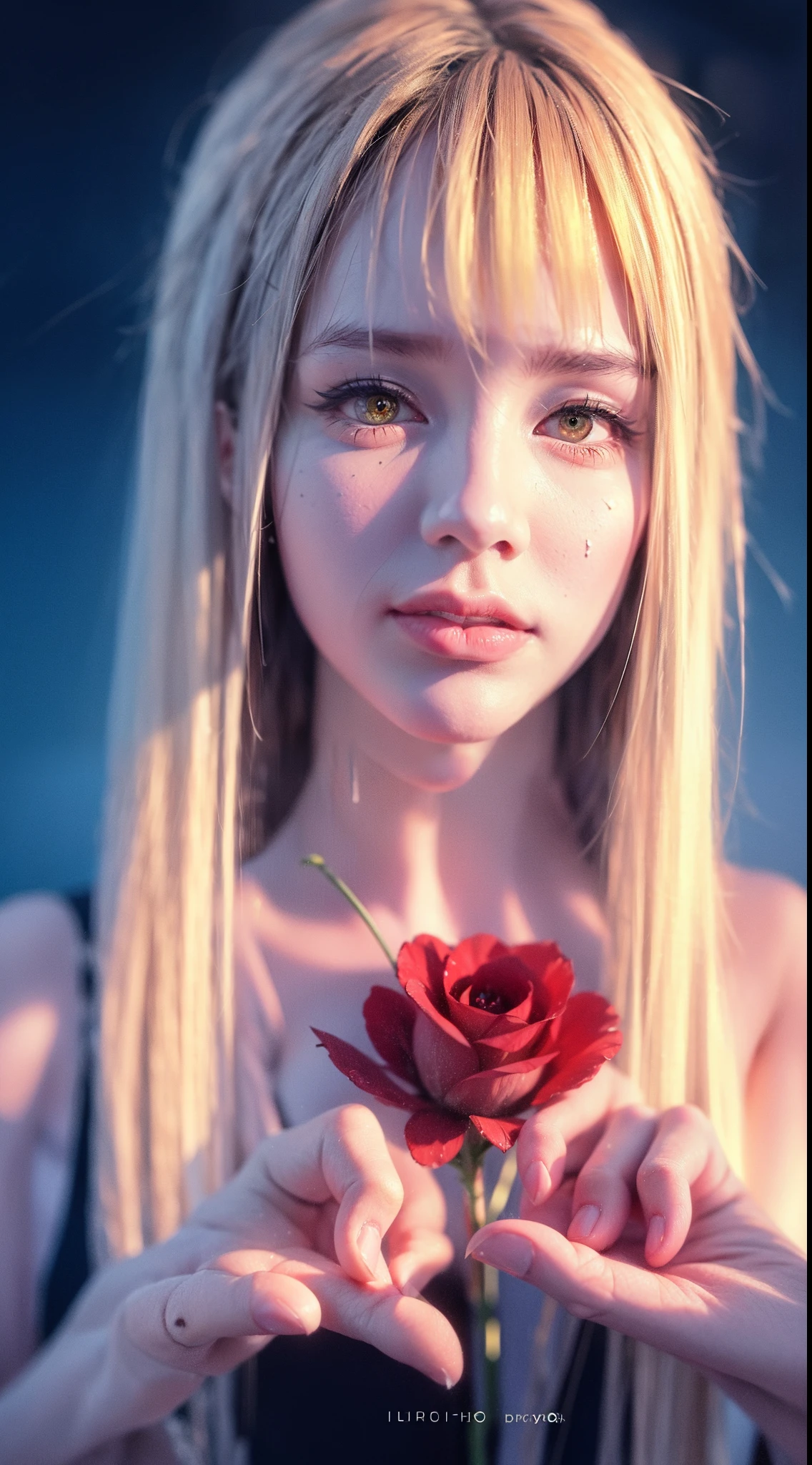 Garden covered with red roses in the background, Silver hair, front ponytail, eyes reflection, red contact lenses, Pink eyes,Heterochromia， Wear earrings, Blue crystal pendant，Evil smile, shairband，High detail, romanticism lain, Depth of field, Sparkle, Ray tracing, viewfinder, zoom layer, Close-up, Bokeh, Anatomically correct, High details, 1080p, Ultra HD
Woman，High ponytail，a sailor suit,Half out of the water，Get wet，Clothing water pattern detail，The expression is solemn，holding knives，Shiny blade detail depiction，reflective light，
Gorgeous and delicate glowing little butterfly hair ornament，brilliant colorful，Fine engraving，Shine brightly，The attention to detail，The jewelry is of high quality，Extremely high image quality