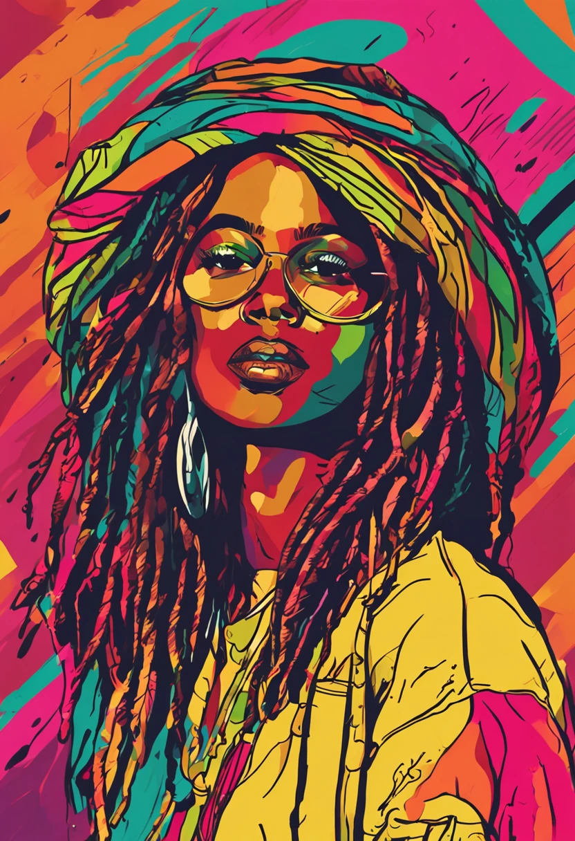 vector art,smudge art(1girl rasta with white clothes)mafia