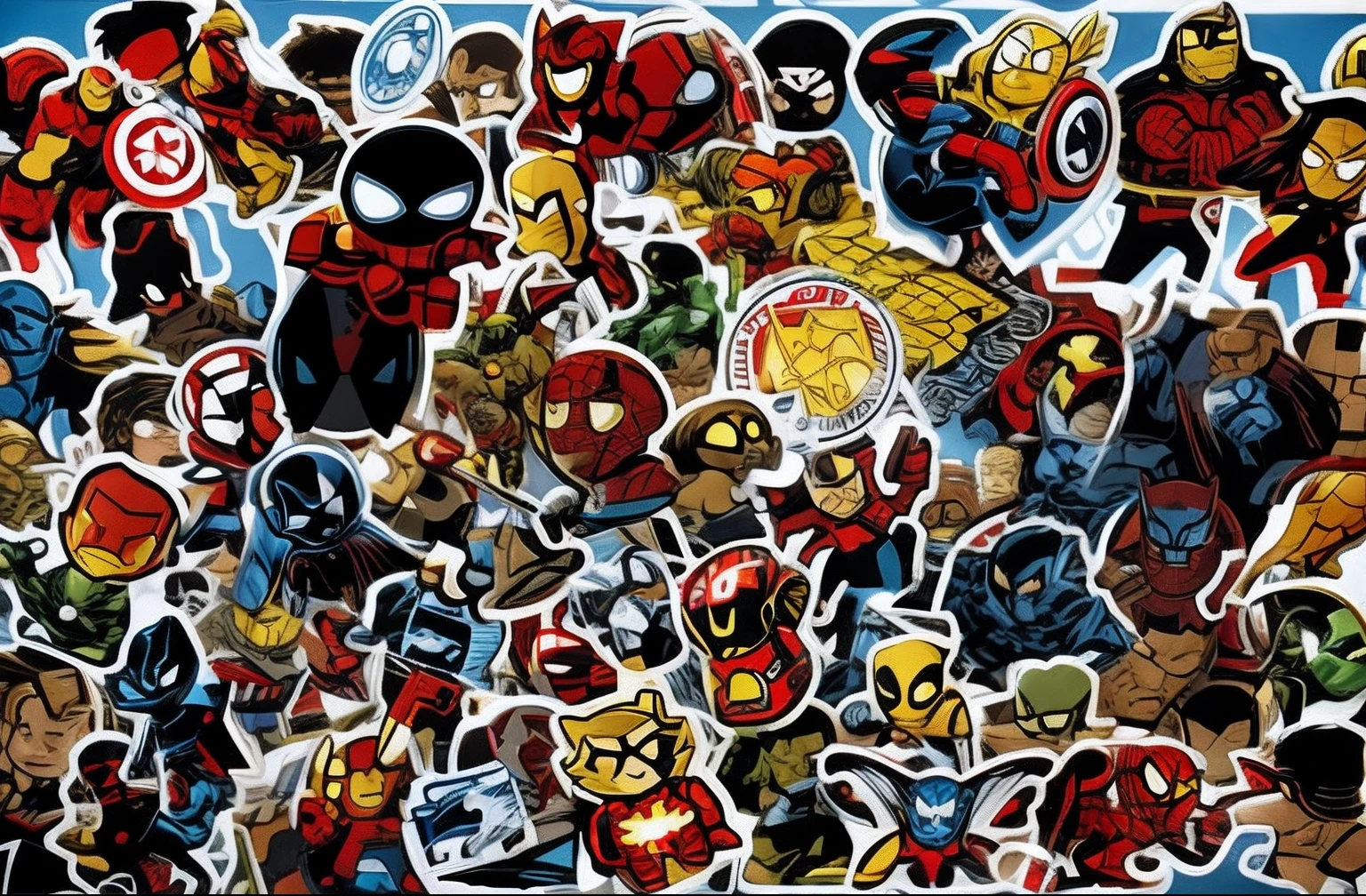 a close up of a bunch of stickers on a table, stickers, marvel comics h 6 4 0, marvel character, marvel marvel marvel, sticker art, sticker - art, marvel superhero, 2 5 6 x 2 5 6, 256x256, marvel style, marvel comic style, marvel comics, marvel comic book characters, marvel universe, stickers illustrations