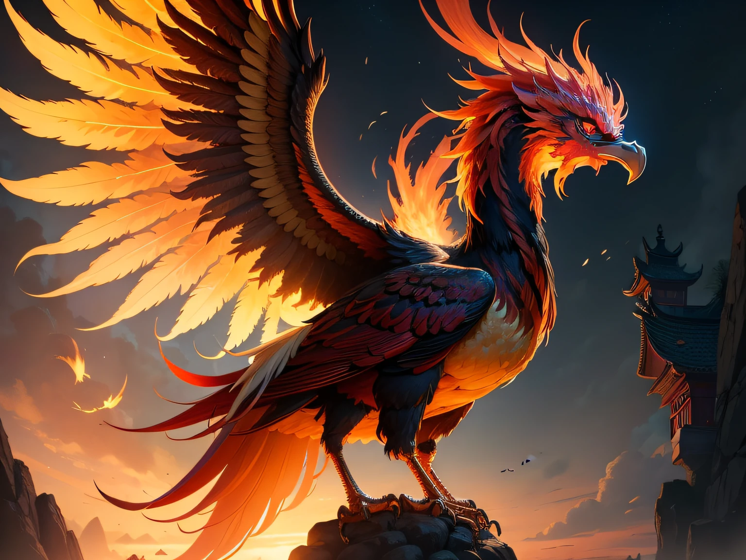 Close-up of the phoenix in Chinese mythology and legend