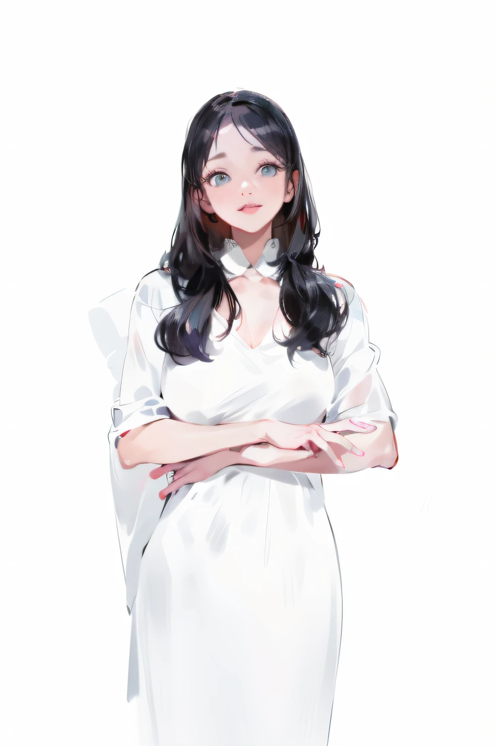 there is a woman in a white shirt posing for a picture, Young Asian woman, portrait of female korean idol, Young Asian girl, young cute wan asian face, Korean woman, with round face, Beautiful young Korean girl, young lovely Korean faces, closeup cleavage,Korean girl,Beautuful Women,ssmile,Look to the lens,Thin fingers