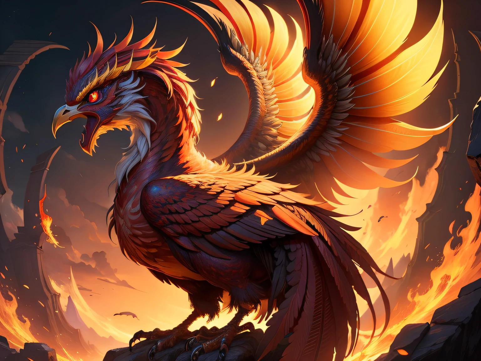Close-up of the phoenix in Chinese mythology and legend