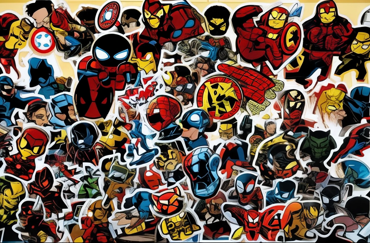 a close up of a bunch of stickers on a table, stickers, marvel comics h 6 4 0, marvel character, marvel marvel marvel, sticker art, sticker - art, marvel superhero, 2 5 6 x 2 5 6, 256x256, marvel style, marvel comic style, marvel comics, marvel comic book characters, marvel universe, stickers illustrations