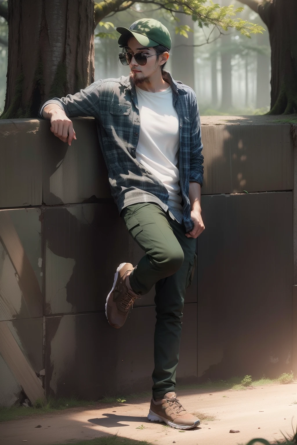 Remove cap, real face, change background, forest