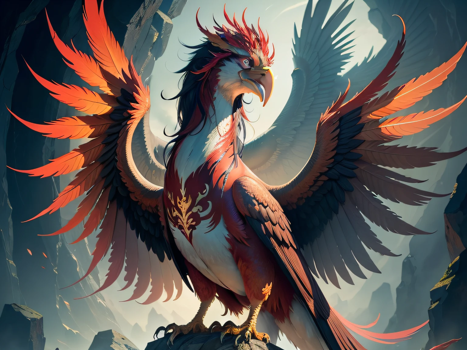Close-up of the phoenix in Chinese mythology and legend