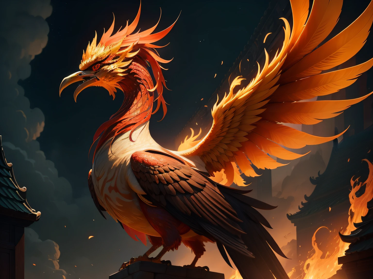 Close-up of the phoenix in Chinese mythology and legend