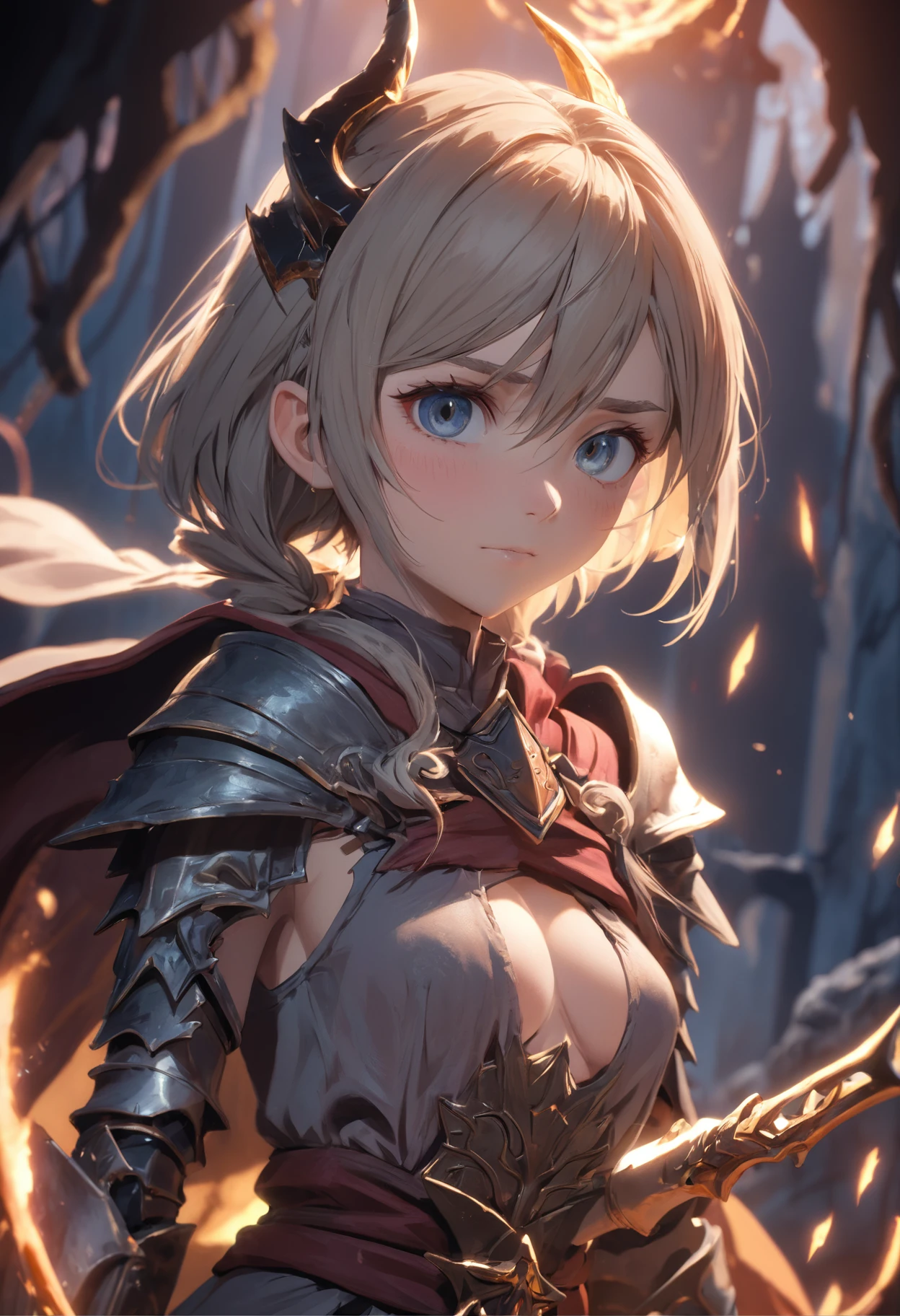 magic warrior female ,elden ring, dark arts, bloodborne, mini frosh perspective, sharp lense, professional photographie, 70mm lense, detail love, good quality, unreal engine 5, wallpaper, colerful, highly detailed, 8k, soft light, fantasy, photo realistic